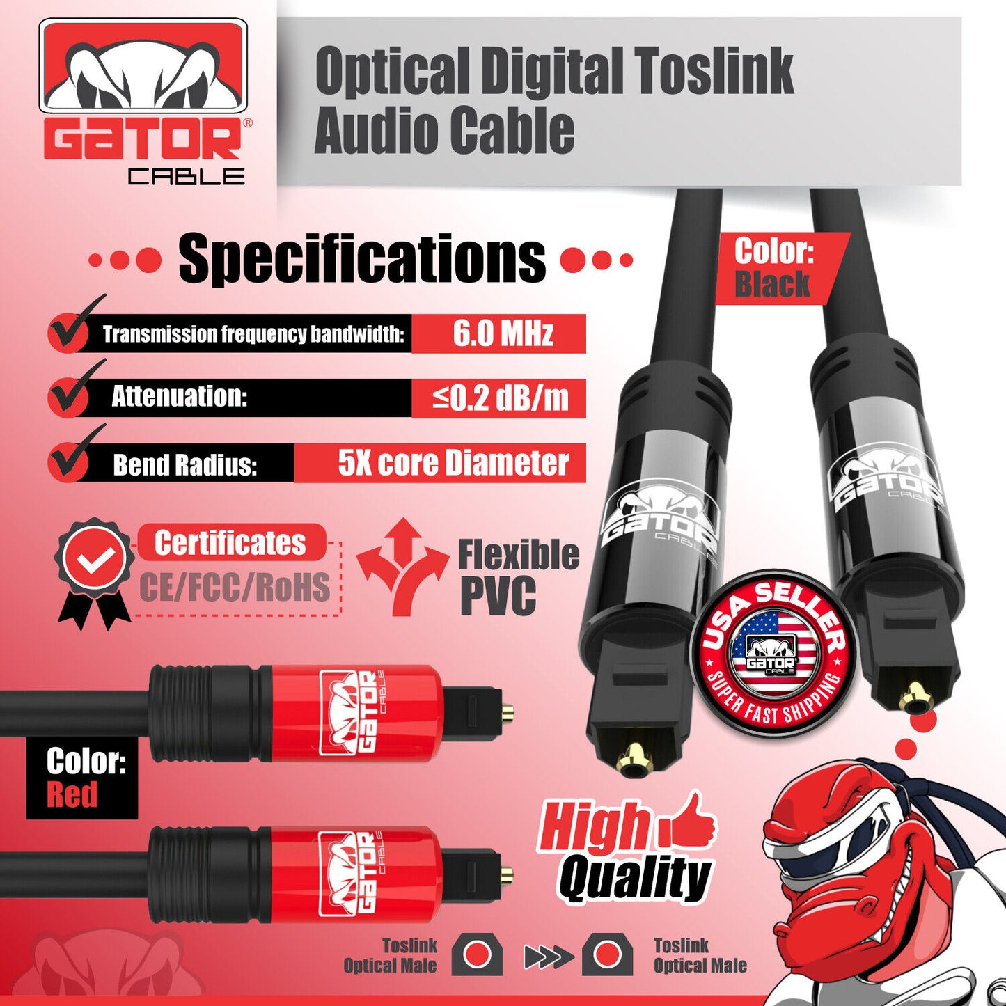 Toslink Optical Cable Digital Audio Sound Fiber Optic SPDIF Cord Wire Dolby DTS