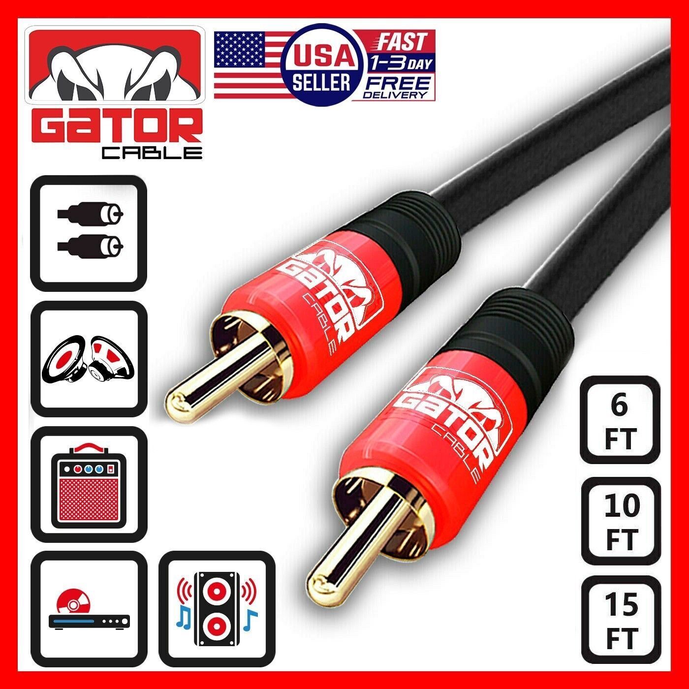 Subwoofer Audio Cable 1 RCA To 1 RCA Coaxial Dual Layer Gold Plated Plug Cord