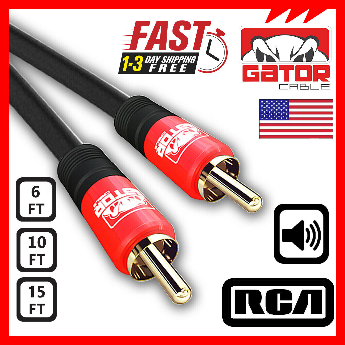Subwoofer Audio Cable 1 RCA To 1 RCA Coaxial Dual Layer Gold Plated Plug Cord