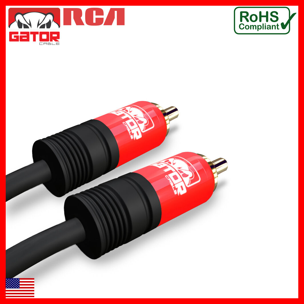 Subwoofer Audio Cable 1 RCA To 1 RCA Coaxial Dual Layer Gold Plated Plug Cord