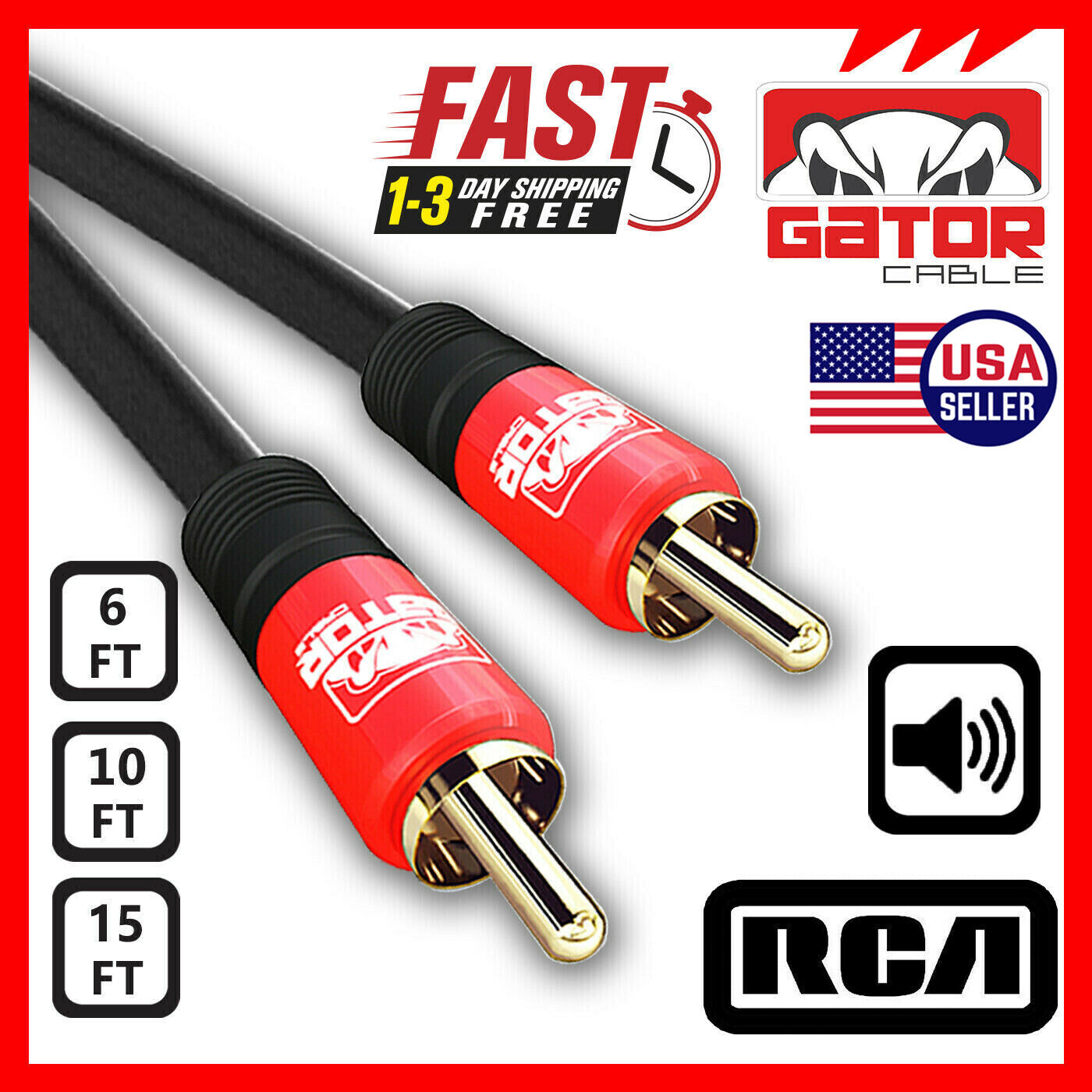 Subwoofer Audio Cable 1 RCA To 1 RCA Coaxial Dual Layer Gold Plated Plug Cord