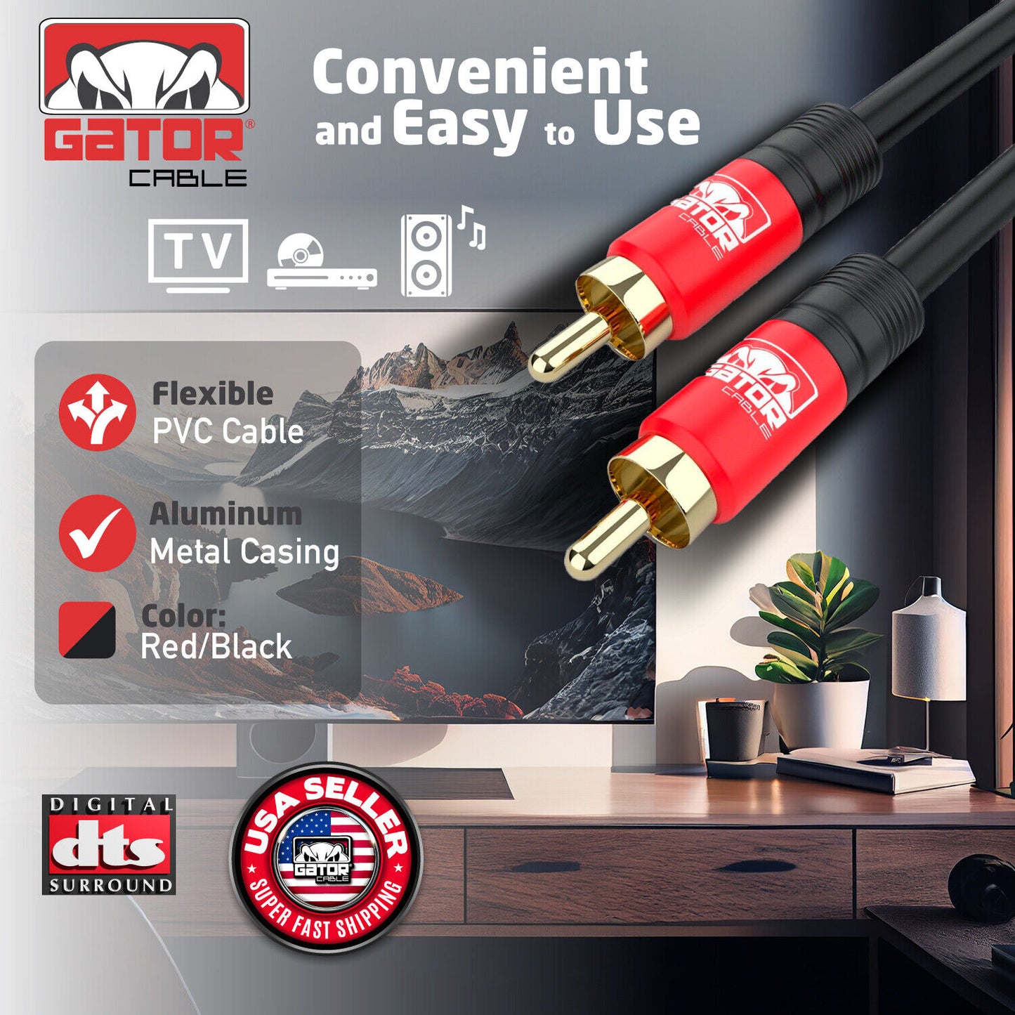 Subwoofer Audio Cable 1 RCA To 1 RCA Coaxial Dual Layer Gold Plated Plug Cord