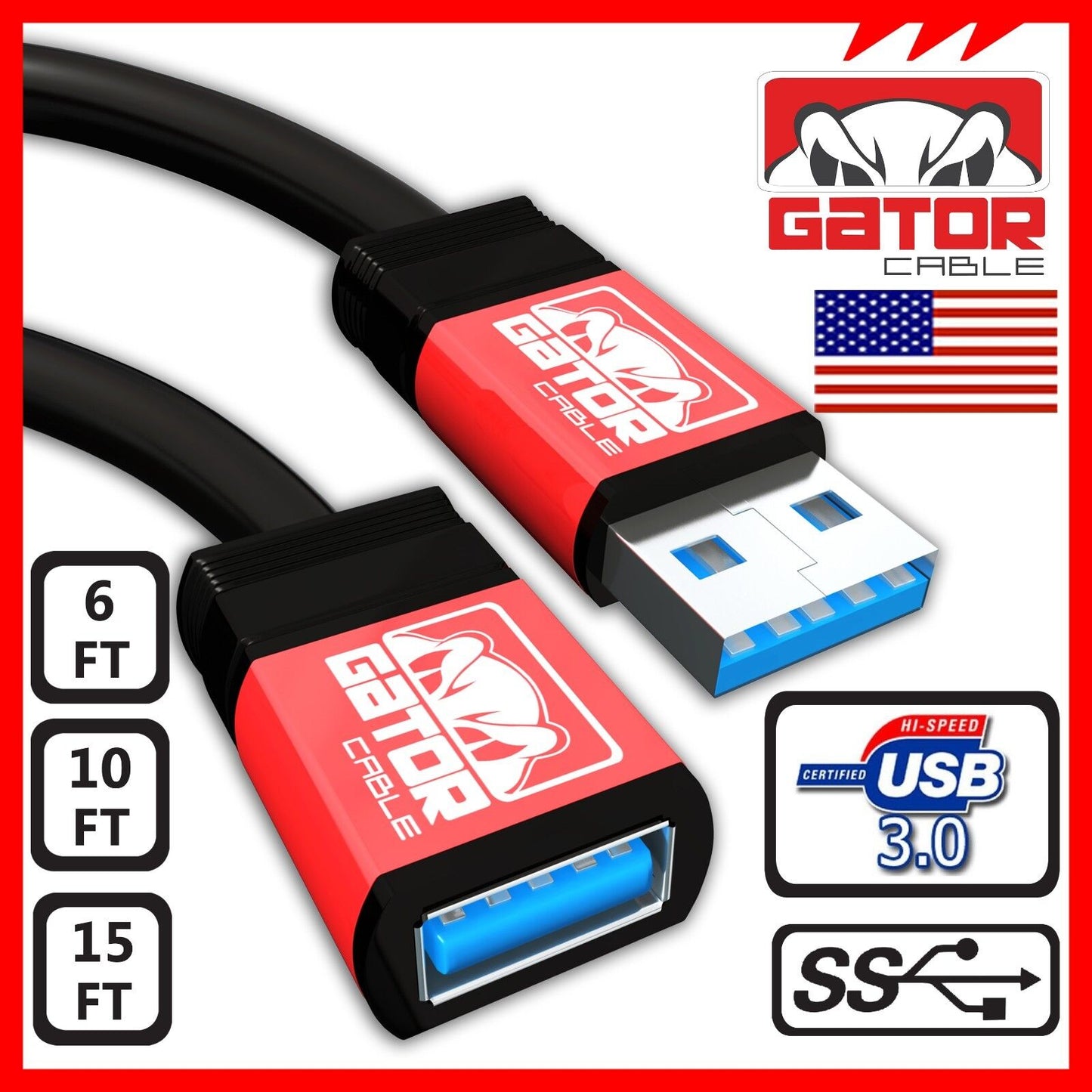 USB 3.0 Extension Extender Cable Male to Female Charger Powered Data Super Speed