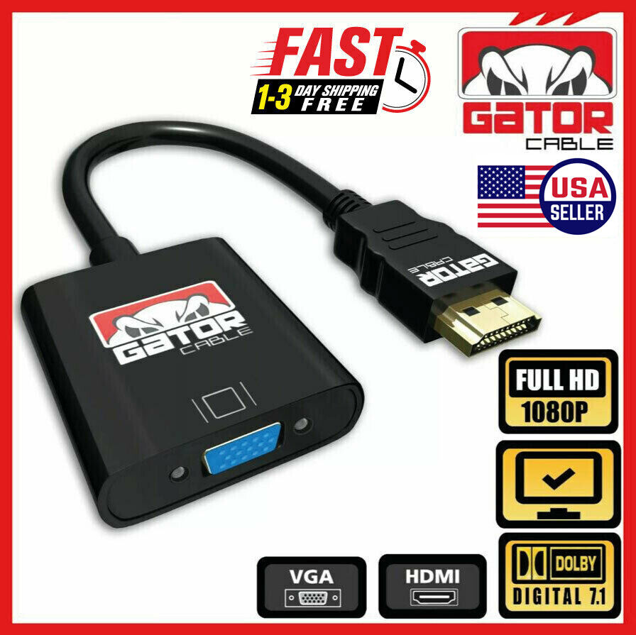HDMI to VGA Adapter Converter Cable For HDTV PC Desktop Monitor Video 1080P 60Hz