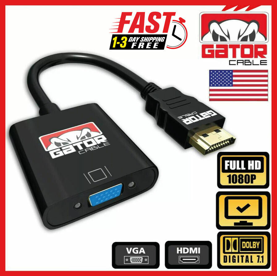 HDMI to VGA Adapter Converter Cable For HDTV PC Desktop Monitor Video 1080P 60Hz