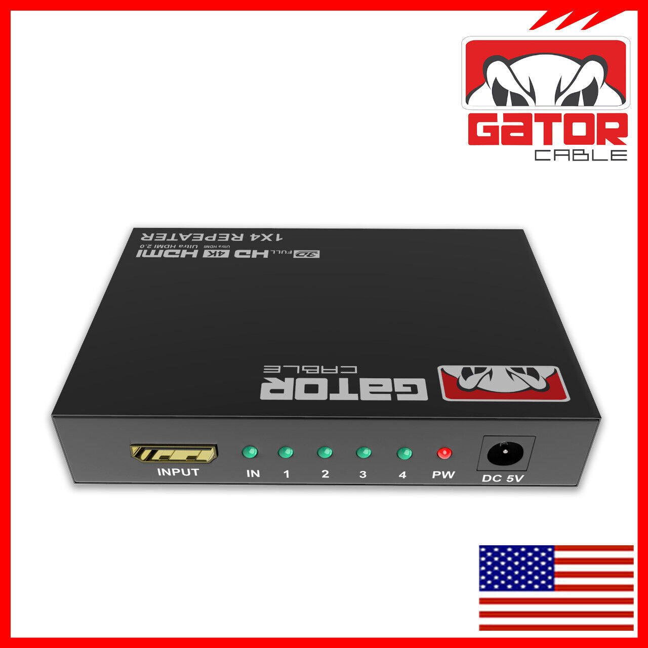 4K HDMI 2.0 Cable Repeater Mirror Splitter Amplifier HUB Box 3D 1 In 4 Out 1x4