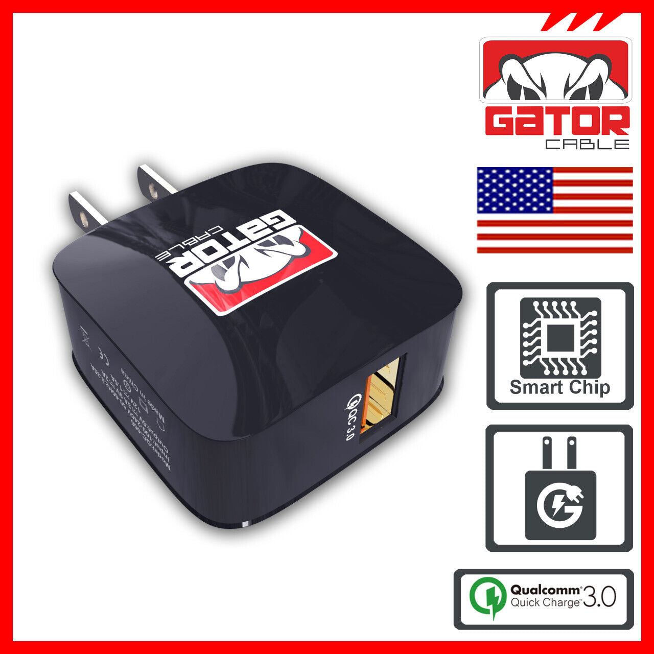 USB 3.0 Wall Home Charger Adapter Power Plug-In Qualcomm Fast Quick Charge 18W