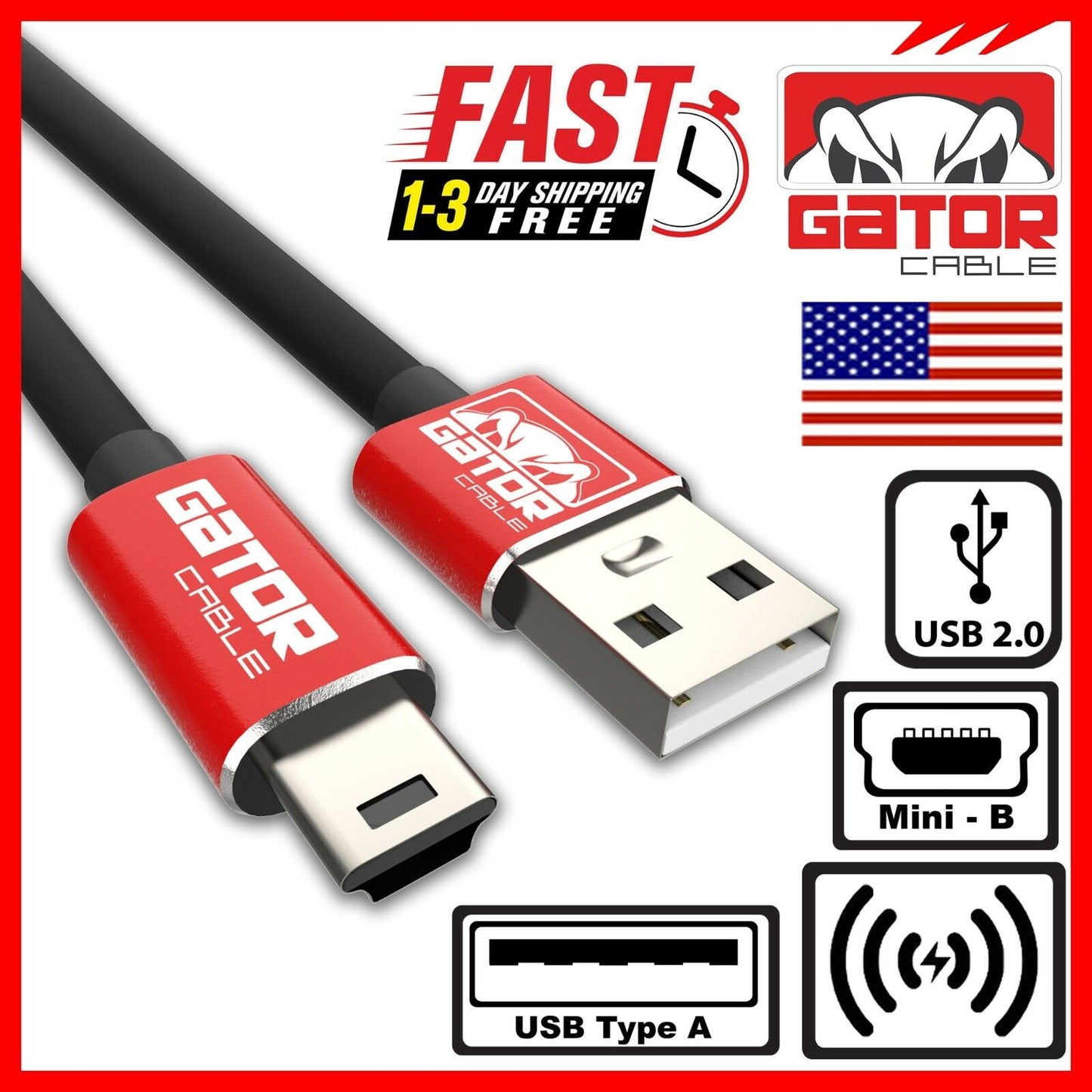 USB 2.0 A to Mini B 5-Pin USB Male Data Sync Charger Cable PC GPS Camera DS PS3