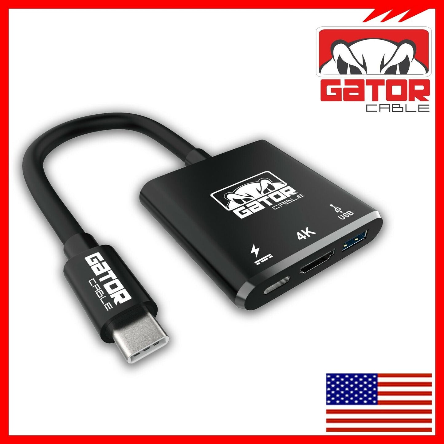 USB-C to 4K HDMI USB-C USB-A 3.0 Adapter Converter 3 in 1 Charger Audio Video HD