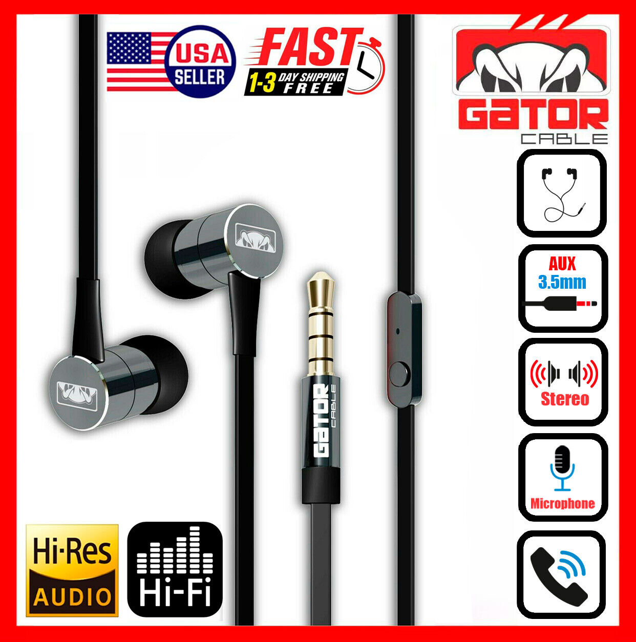 Earphones Headphones Headset Earbuds In-Ear Bass Stereo Hi-Fi with MIC Wired
