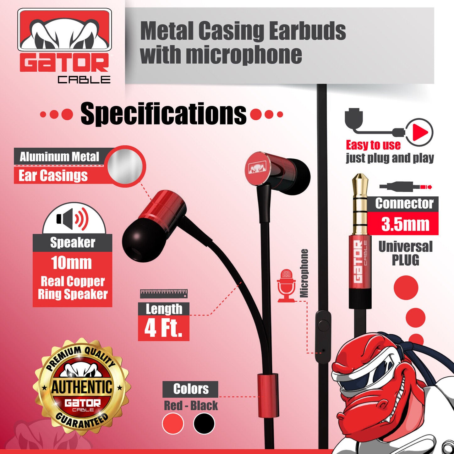 Earphones Headphones Headset Earbuds In-Ear Bass Stereo Hi-Fi with MIC Wired