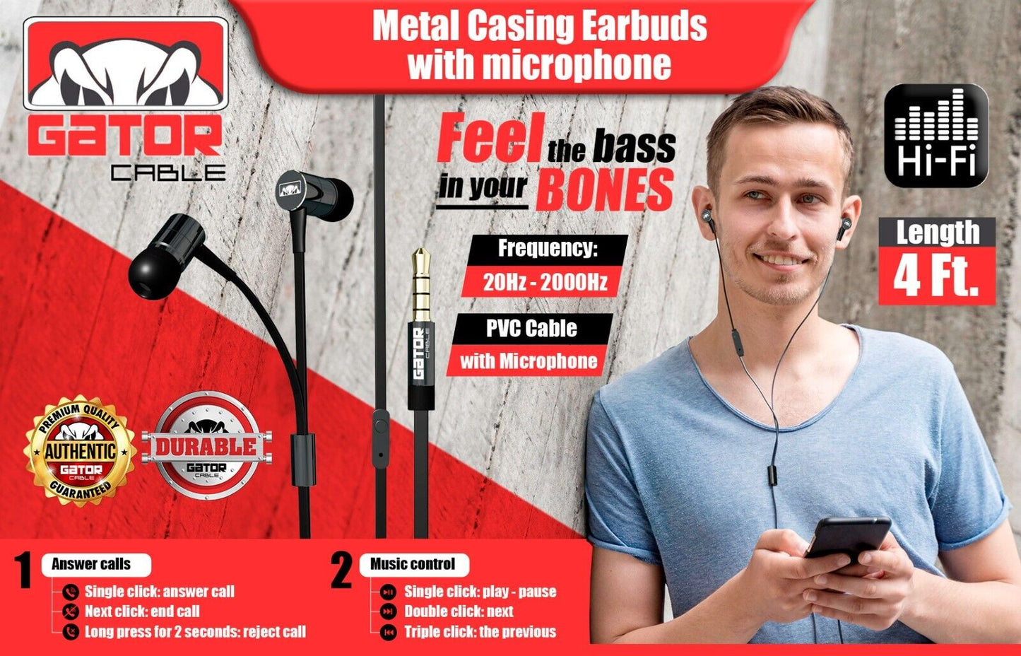 Earphones Headphones Headset Earbuds In-Ear Bass Stereo Hi-Fi with MIC Wired