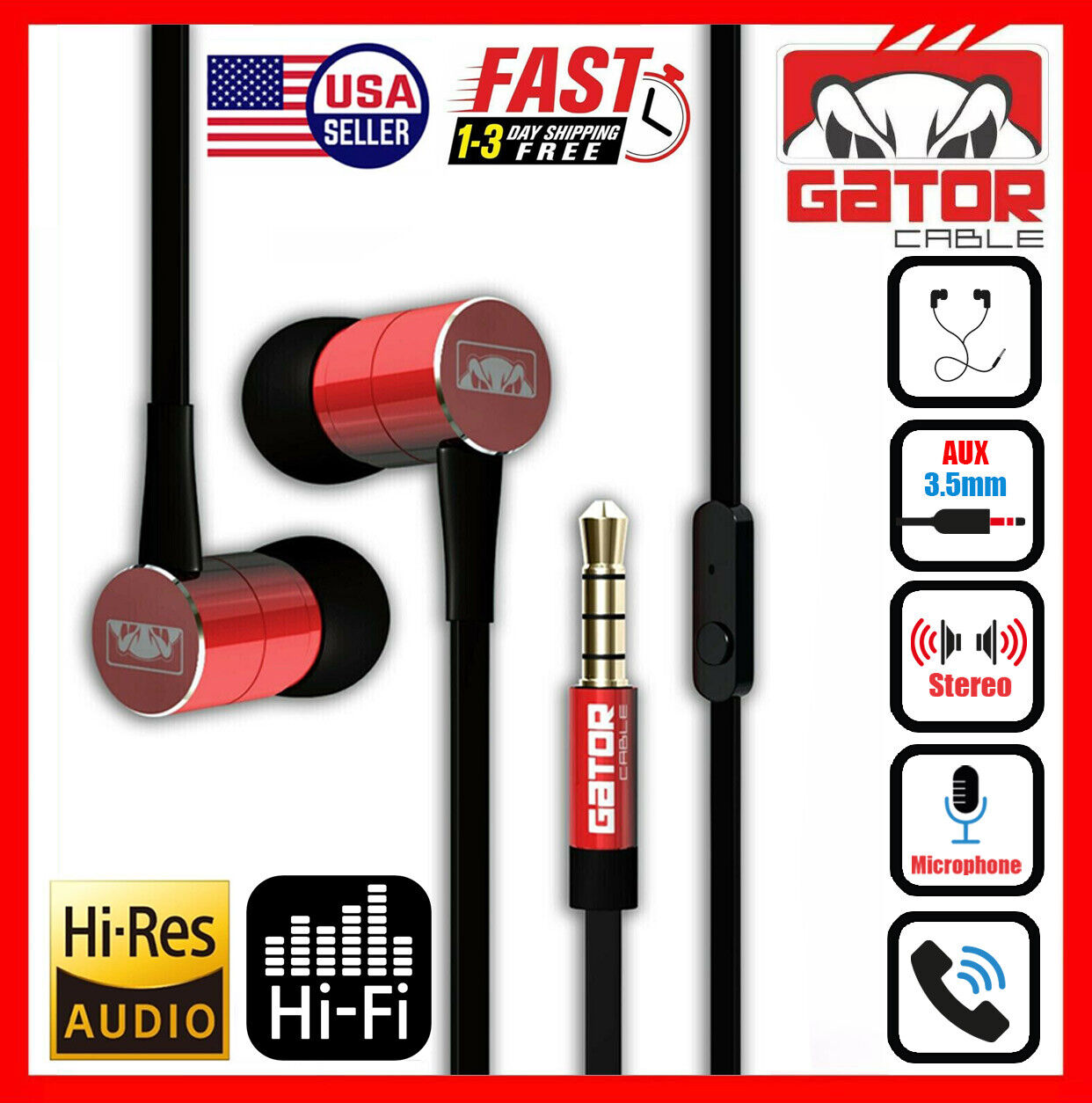 Earphones Headphones Headset Earbuds In-Ear Bass Stereo Hi-Fi with MIC Wired