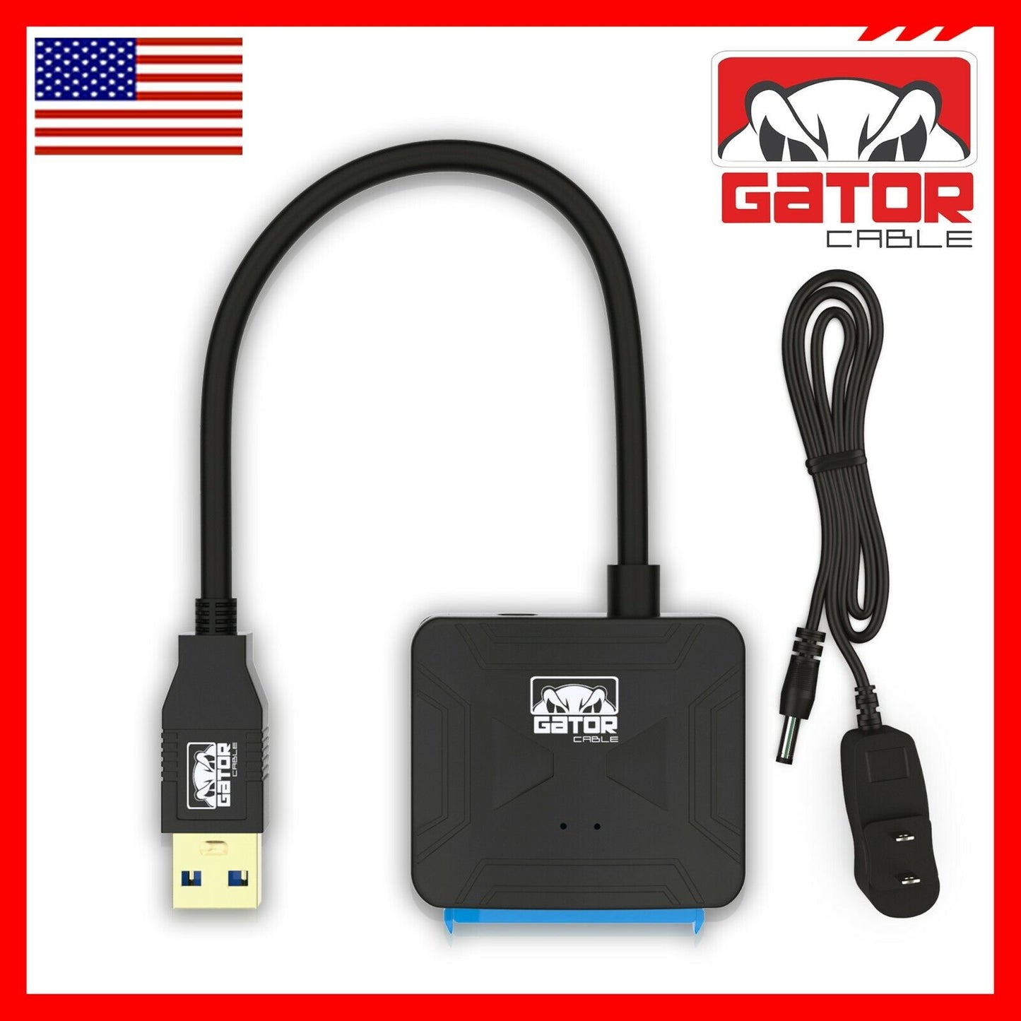 USB 3.0 to SATA III Hard Drive Adapter for 2.5" 3.5" HDD SSD with 12V 2A Power