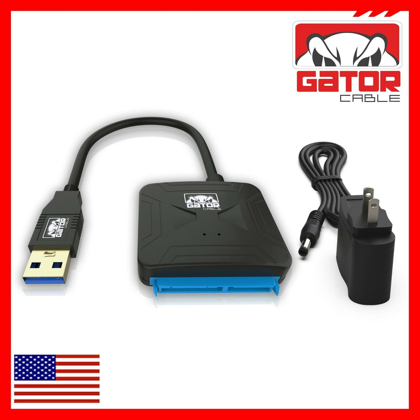 USB 3.0 to SATA III Hard Drive Adapter for 2.5" 3.5" HDD SSD with 12V 2A Power