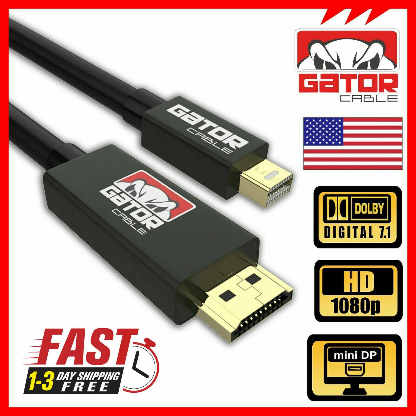 Mini Display Port DP Thunderbolt to HDMI Cable Adapter HD 4K for MacBook Surface