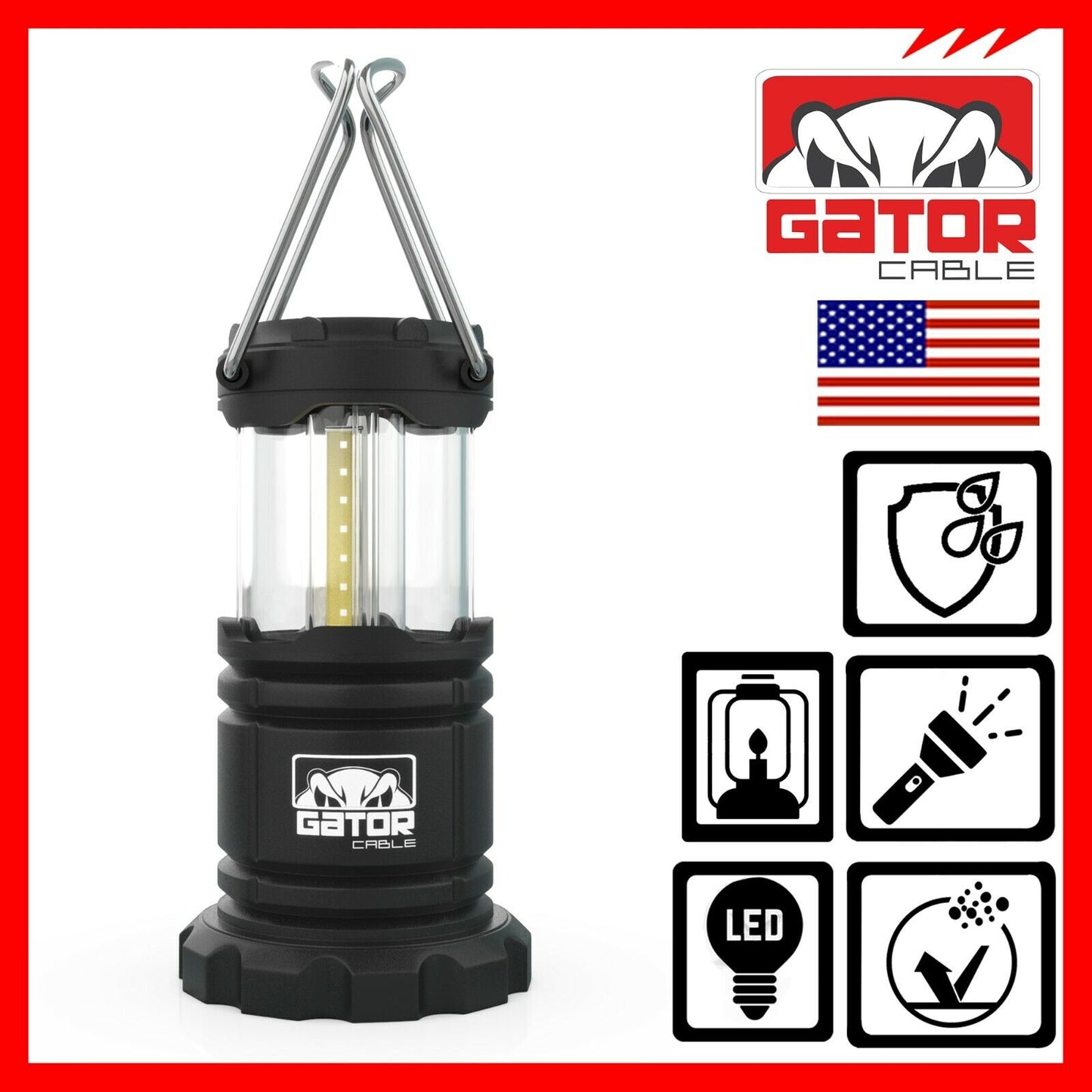 Camping LED Bright Hurricane Lantern Light Lamp Portable Collapsible Battery