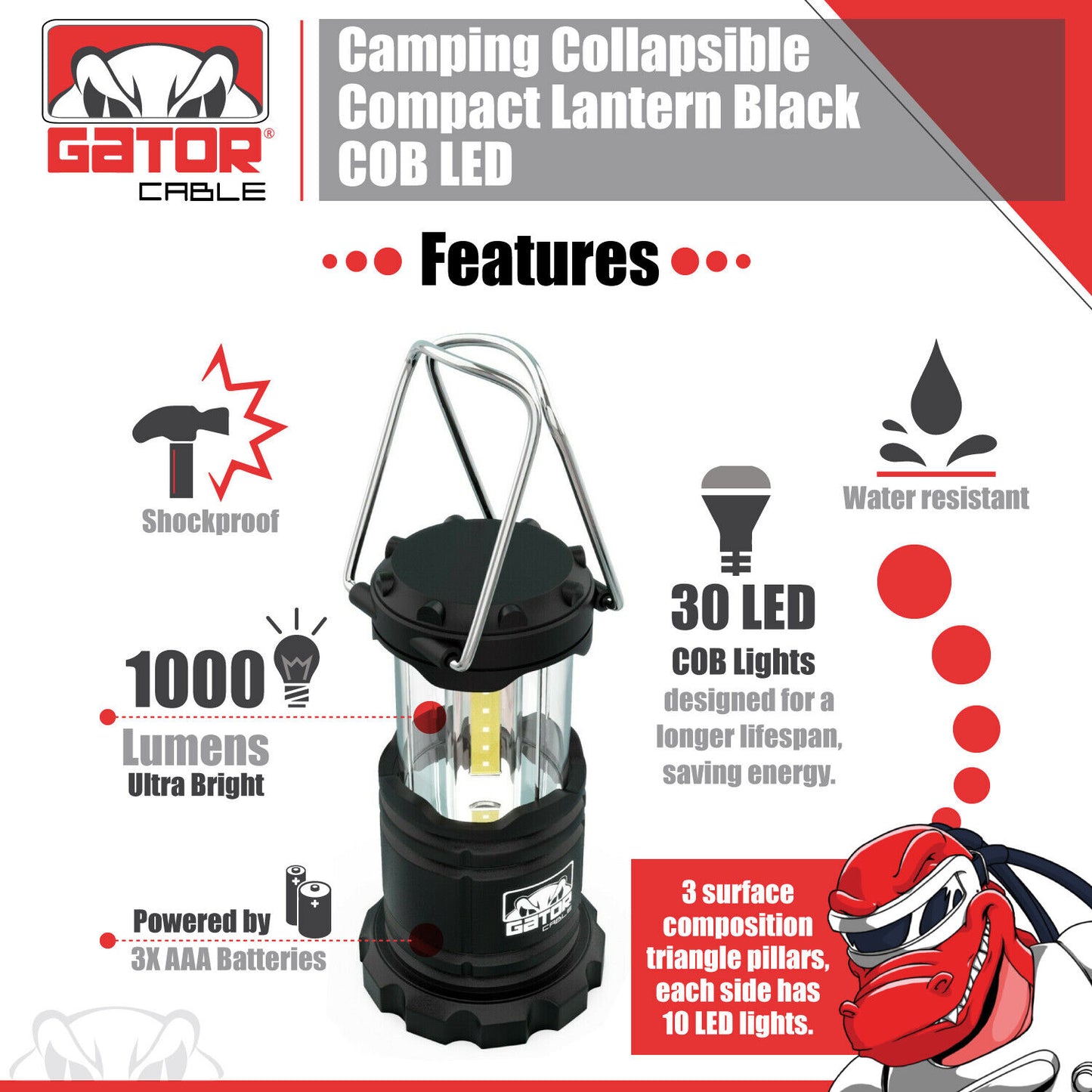 Camping LED Bright Hurricane Lantern Light Lamp Portable Collapsible Battery