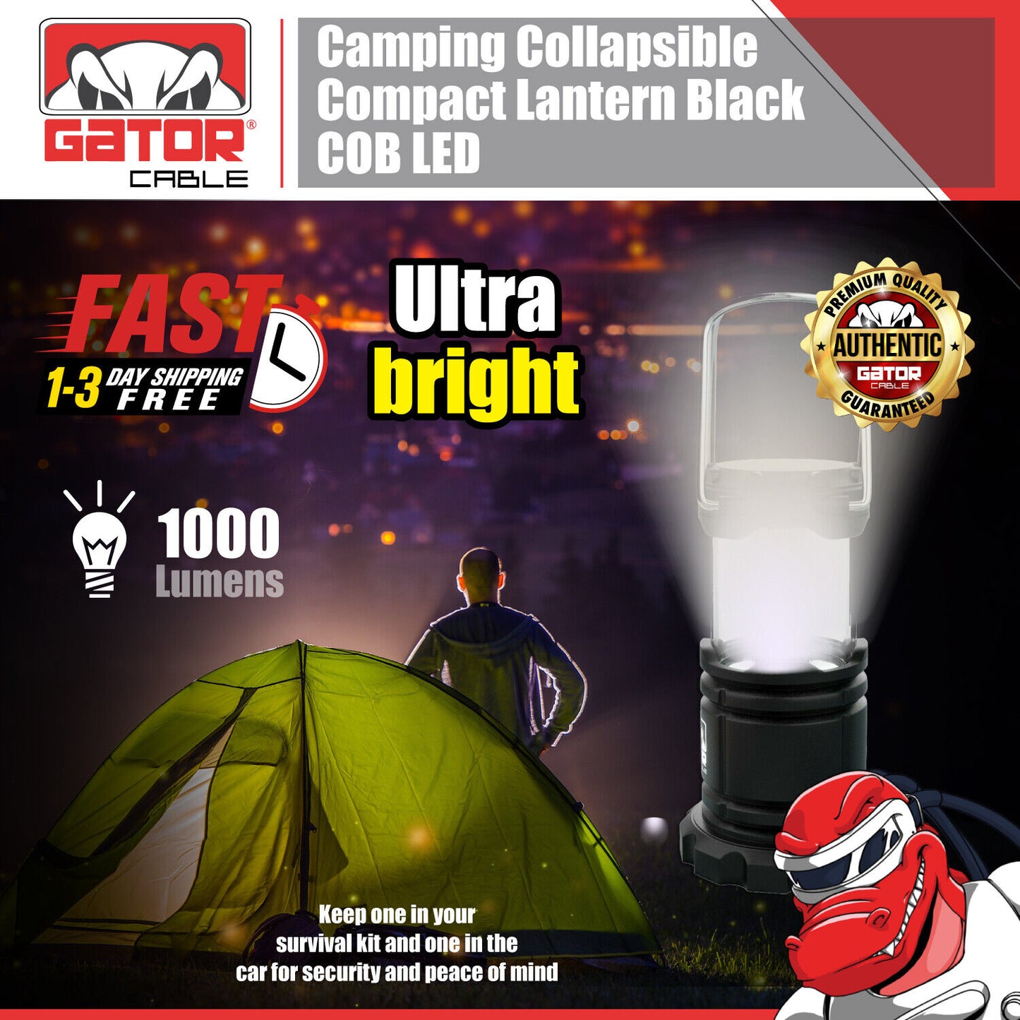 Camping LED Bright Hurricane Lantern Light Lamp Portable Collapsible Battery