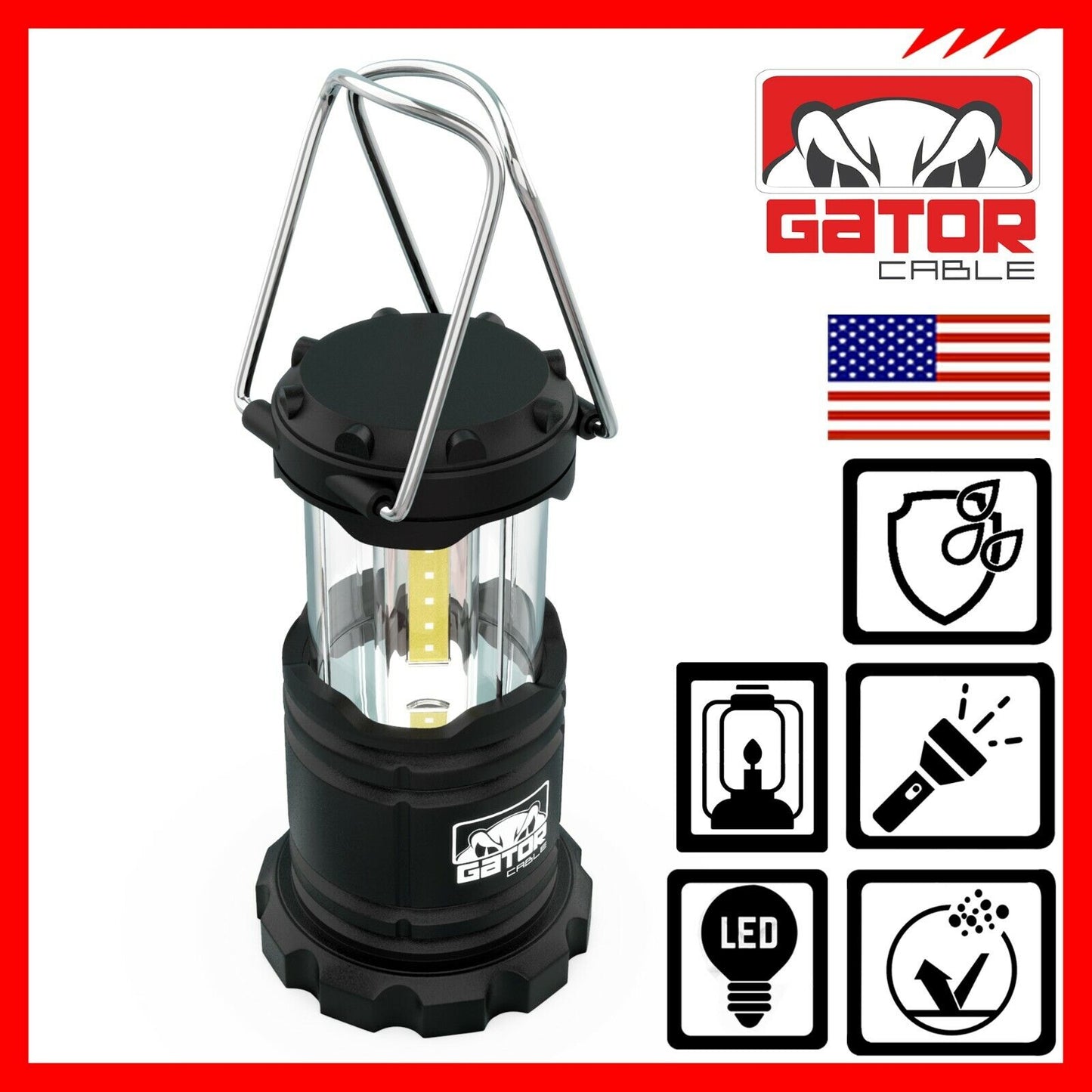 Camping LED Bright Hurricane Lantern Light Lamp Portable Collapsible Battery