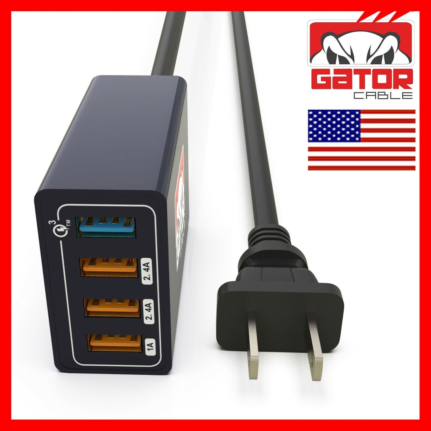 Qualcomm QC 3.0 Fast Rapid Charger Charging Station Hub 4 USB Multi Port 60W 3A