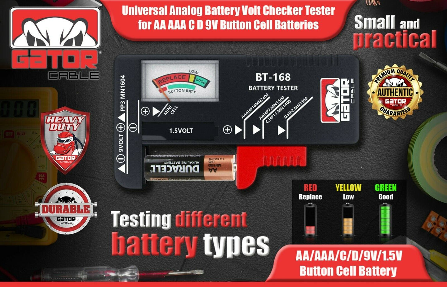 Battery Volt Tester Checker Universal For AA AAA C D 9V 1.5V Cell Coin Batteries