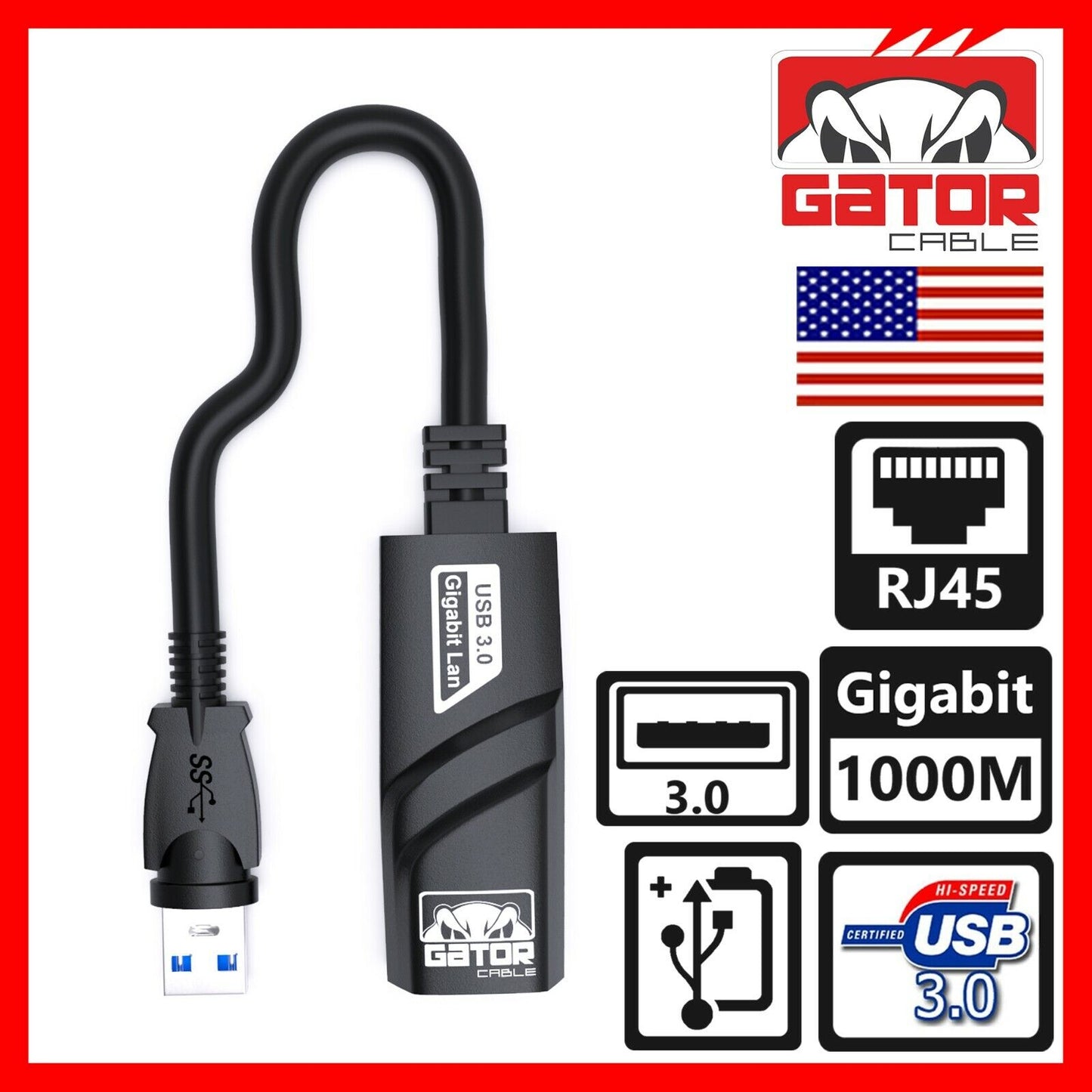 USB 3.0 Gigabit Ethernet LAN RJ45 1000Mbps Network Adapter For Windows PC Mac