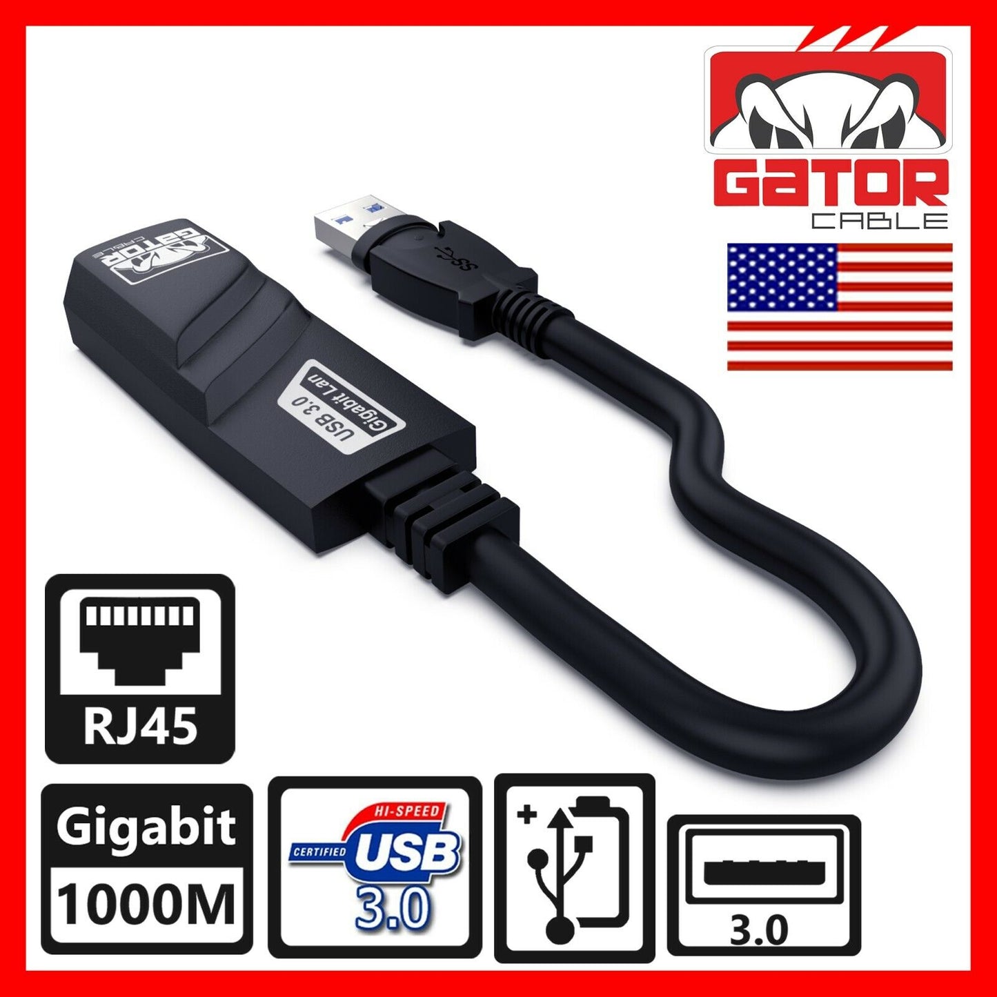 USB 3.0 Gigabit Ethernet LAN RJ45 1000Mbps Network Adapter For Windows PC Mac