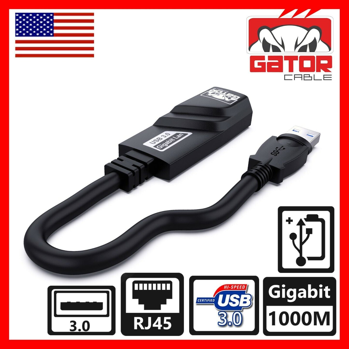 USB 3.0 Gigabit Ethernet LAN RJ45 1000Mbps Network Adapter For Windows PC Mac