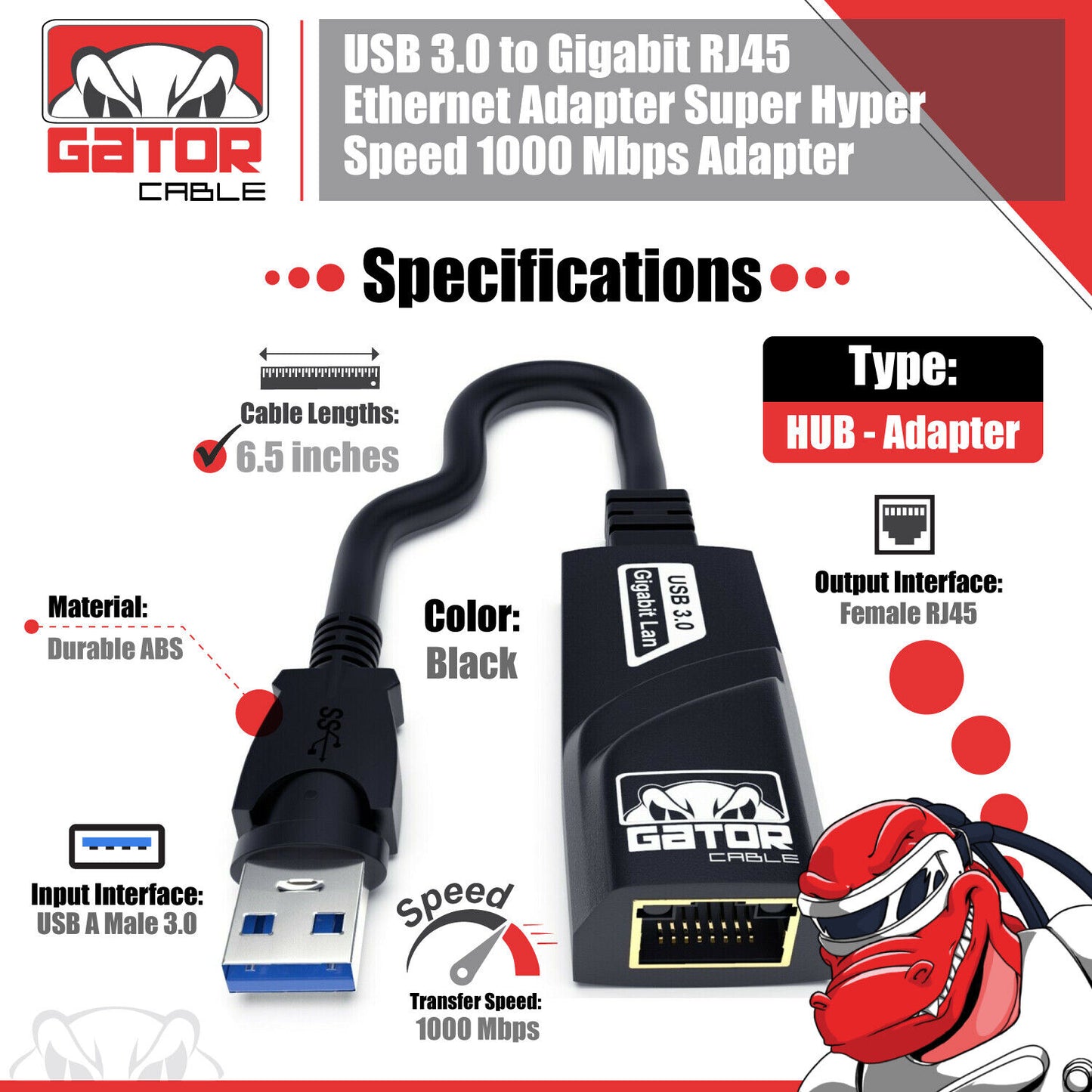 USB 3.0 Gigabit Ethernet LAN RJ45 1000Mbps Network Adapter For Windows PC Mac