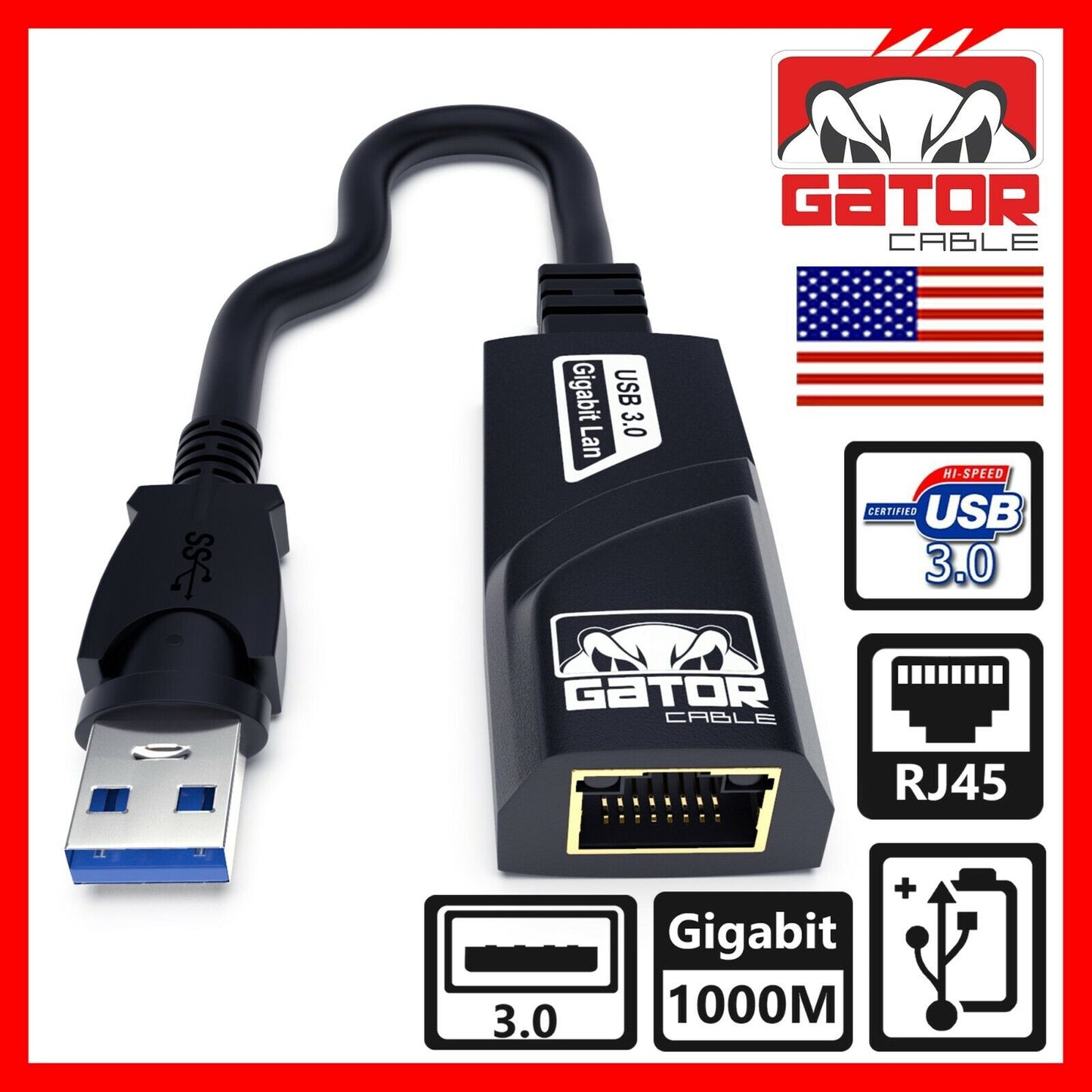USB 3.0 Gigabit Ethernet LAN RJ45 1000Mbps Network Adapter For Windows PC Mac