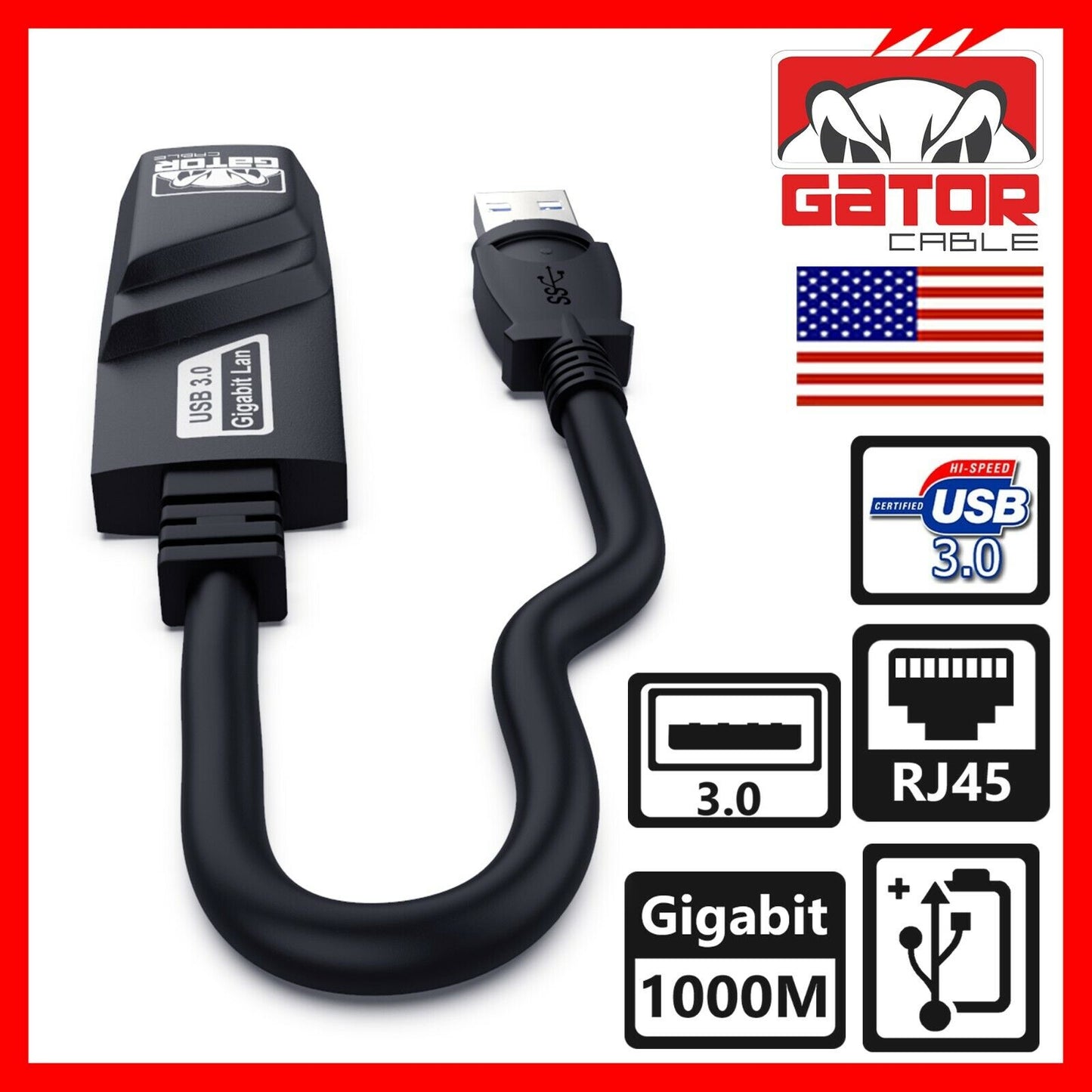 USB 3.0 Gigabit Ethernet LAN RJ45 1000Mbps Network Adapter For Windows PC Mac
