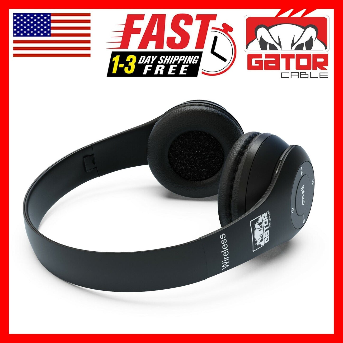 Wireless Bluetooth Headphones Earphones Headset Over-Ear FM Radio MIC Foldable