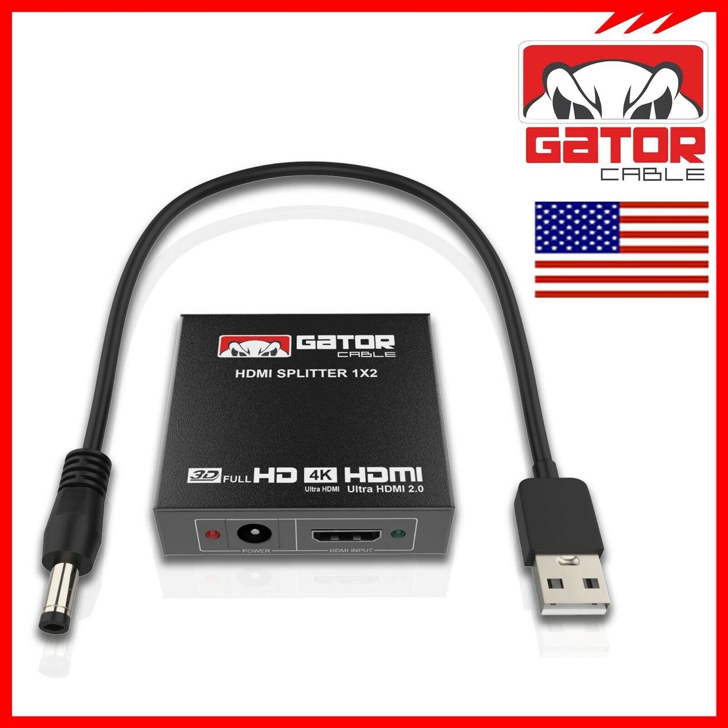 HDMI 2.0 Cable Repeater Mirror Amplifier Duplicator 4K HDTV Monitor 1 In 2 Out