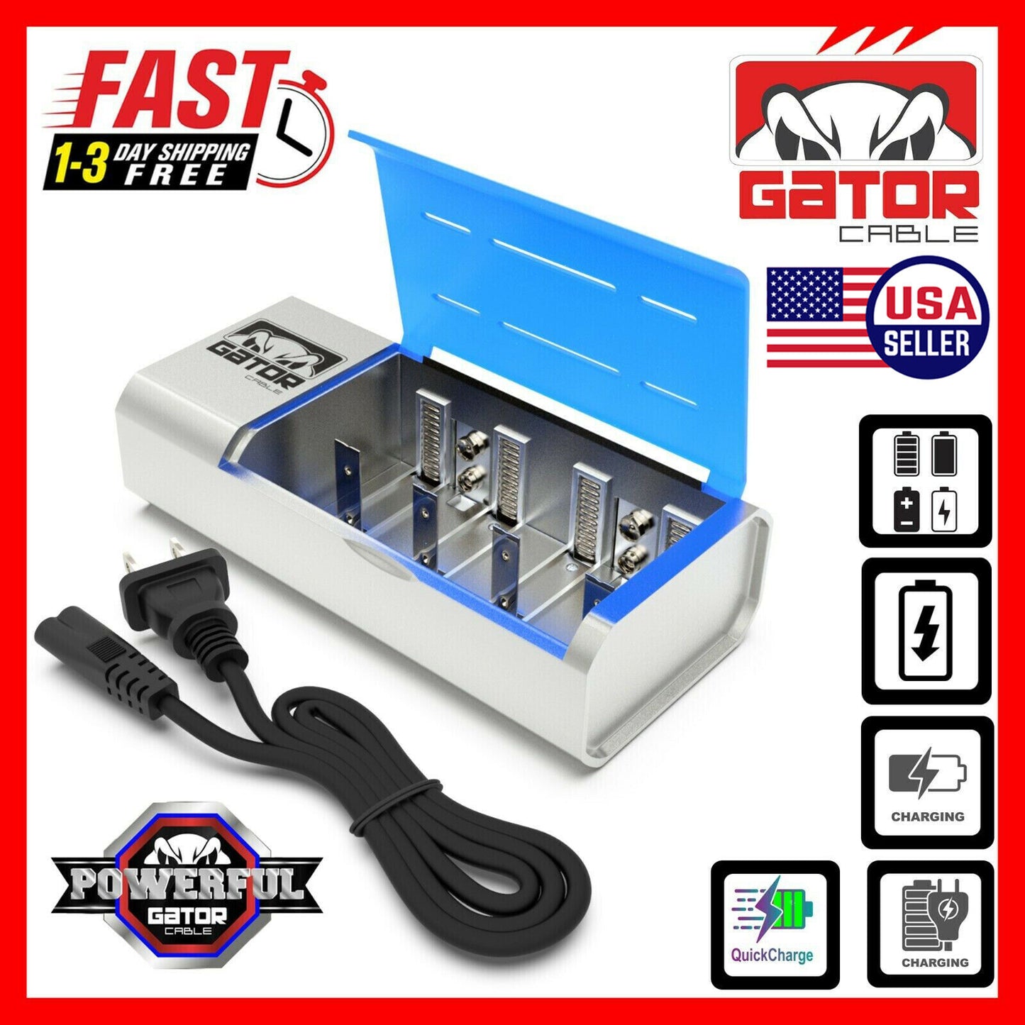 Universal Rechargeable Batteries Battery Charger For AA AAA C D 9V Ni-MH Ni-CD