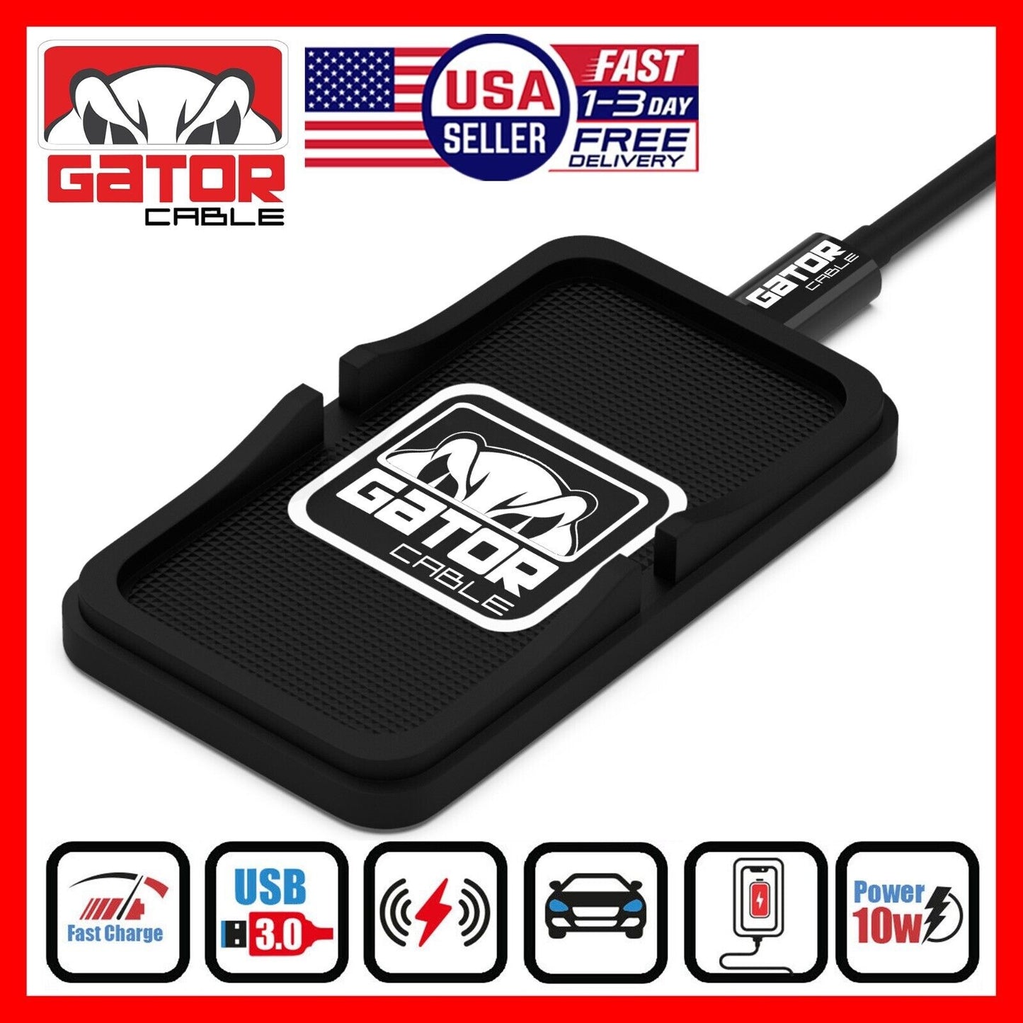 Car Wireless Phone Charger Pad Fast Charge Mat 10W for iPhone Samsung Universal