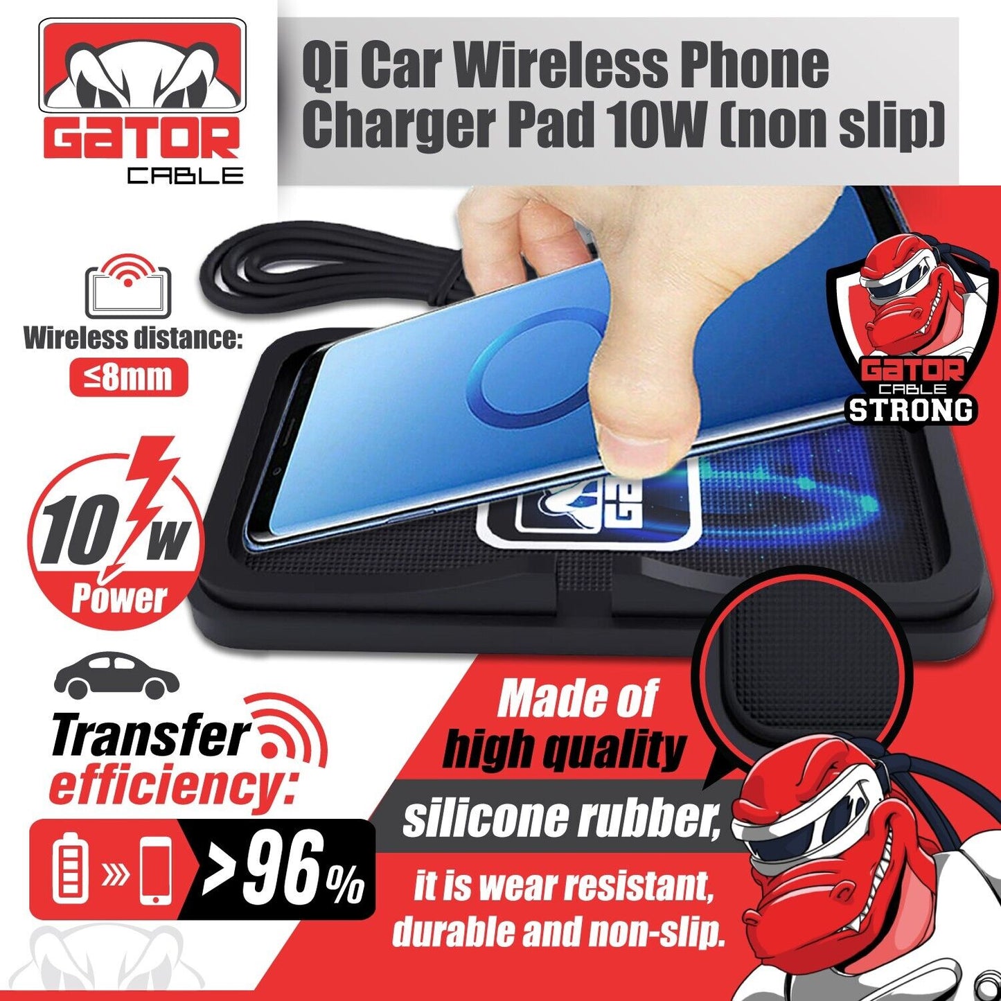 Car Wireless Phone Charger Pad Fast Charge Mat 10W for iPhone Samsung Universal