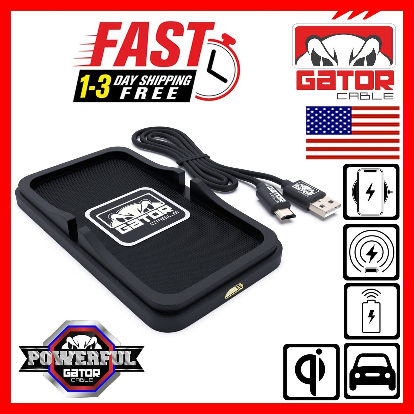 Car Wireless Phone Charger Pad Fast Charge Mat 10W for iPhone Samsung Universal
