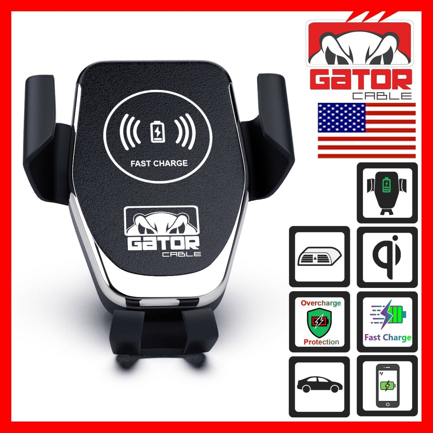 Car Wireless Phone Charger Mount Holder Air Vent Fast Charge Qi 10W Universal