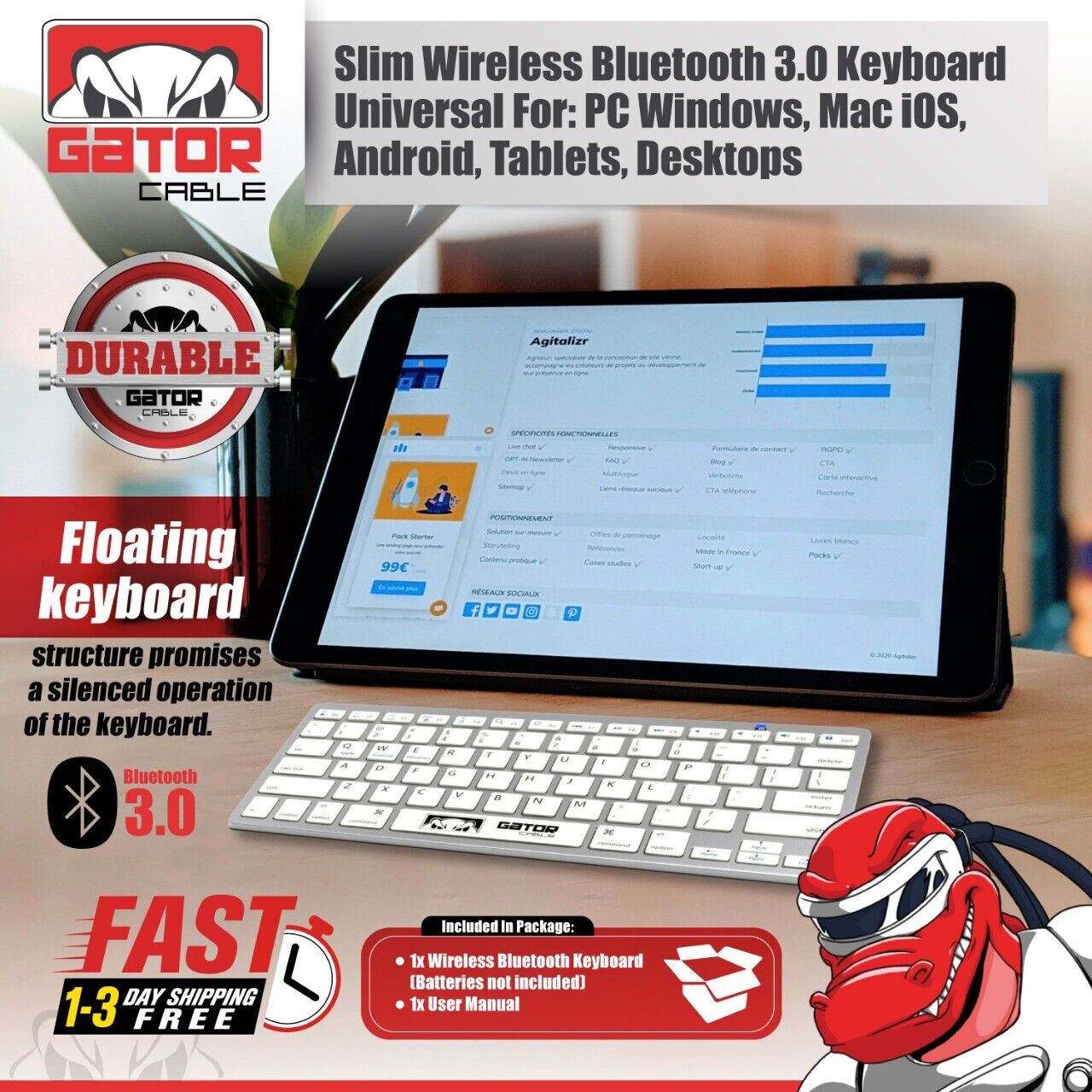 Wireless Bluetooth Keyboard For Windows PC Mac iOS iPhone Phone Tablet Universal