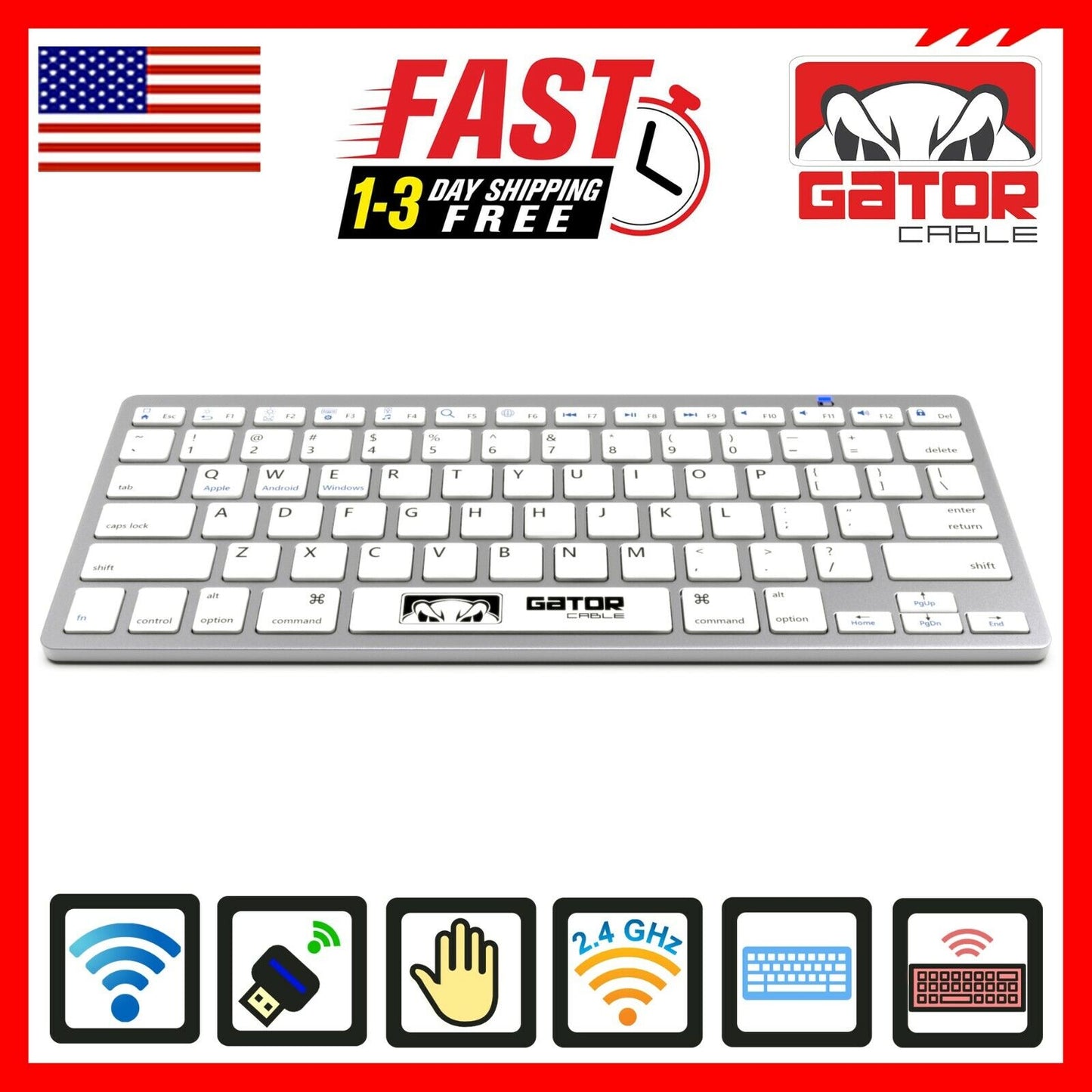Wireless Bluetooth Keyboard For Windows PC Mac iOS iPhone Phone Tablet Universal