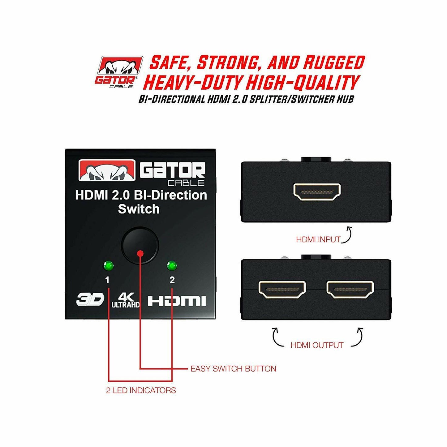 Bi-Direction 4K HDMI 2.0 Cable Switch Switcher Splitter HUB HDCP 2x1 1x2 In Out