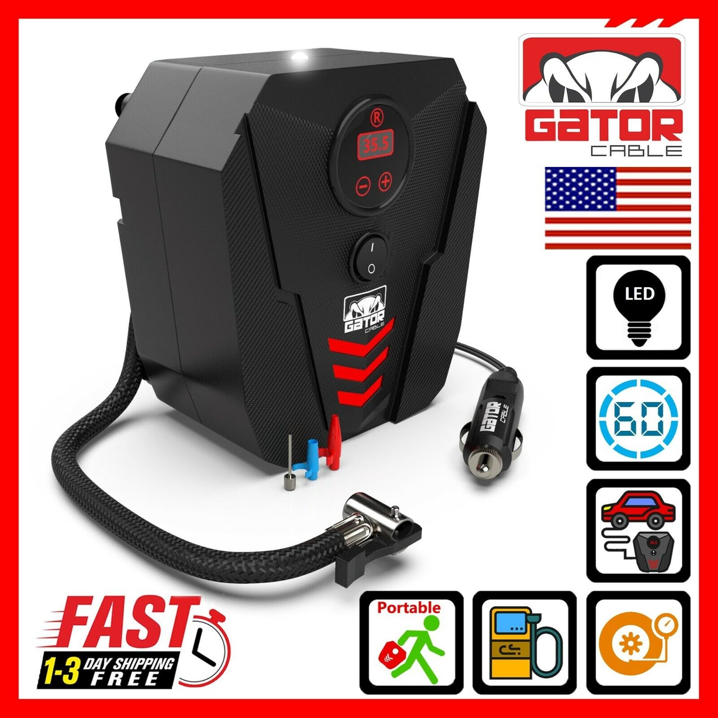 Car Air Tire Pump Inflator Compressor Digital Electric Auto Portable 150PSI 12V