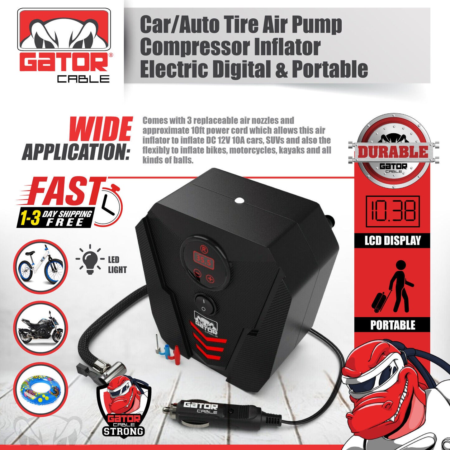 Car Air Tire Pump Inflator Compressor Digital Electric Auto Portable 150PSI 12V