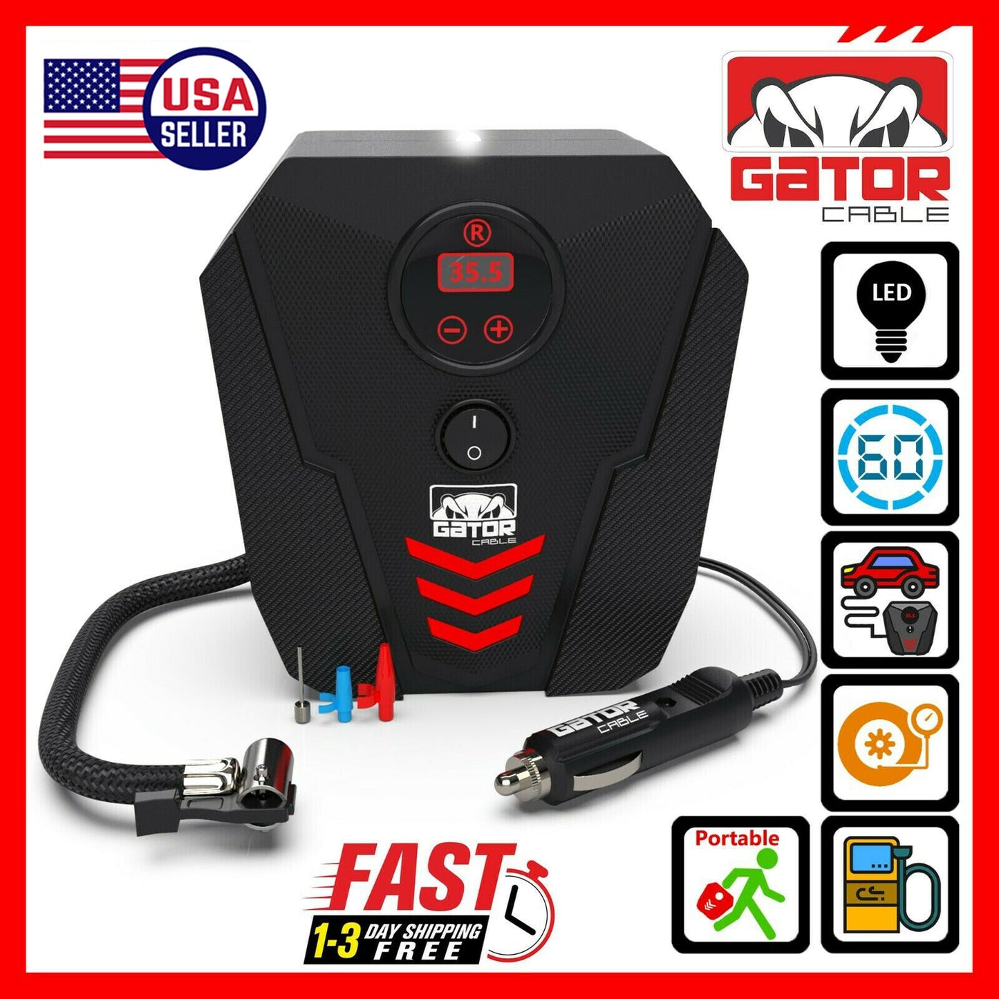 Car Air Tire Pump Inflator Compressor Digital Electric Auto Portable 150PSI 12V