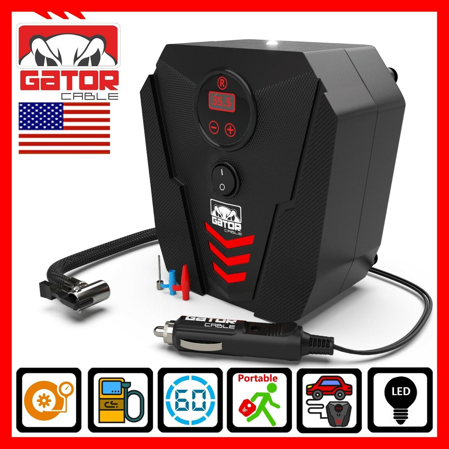 Car Air Tire Pump Inflator Compressor Digital Electric Auto Portable 150PSI 12V