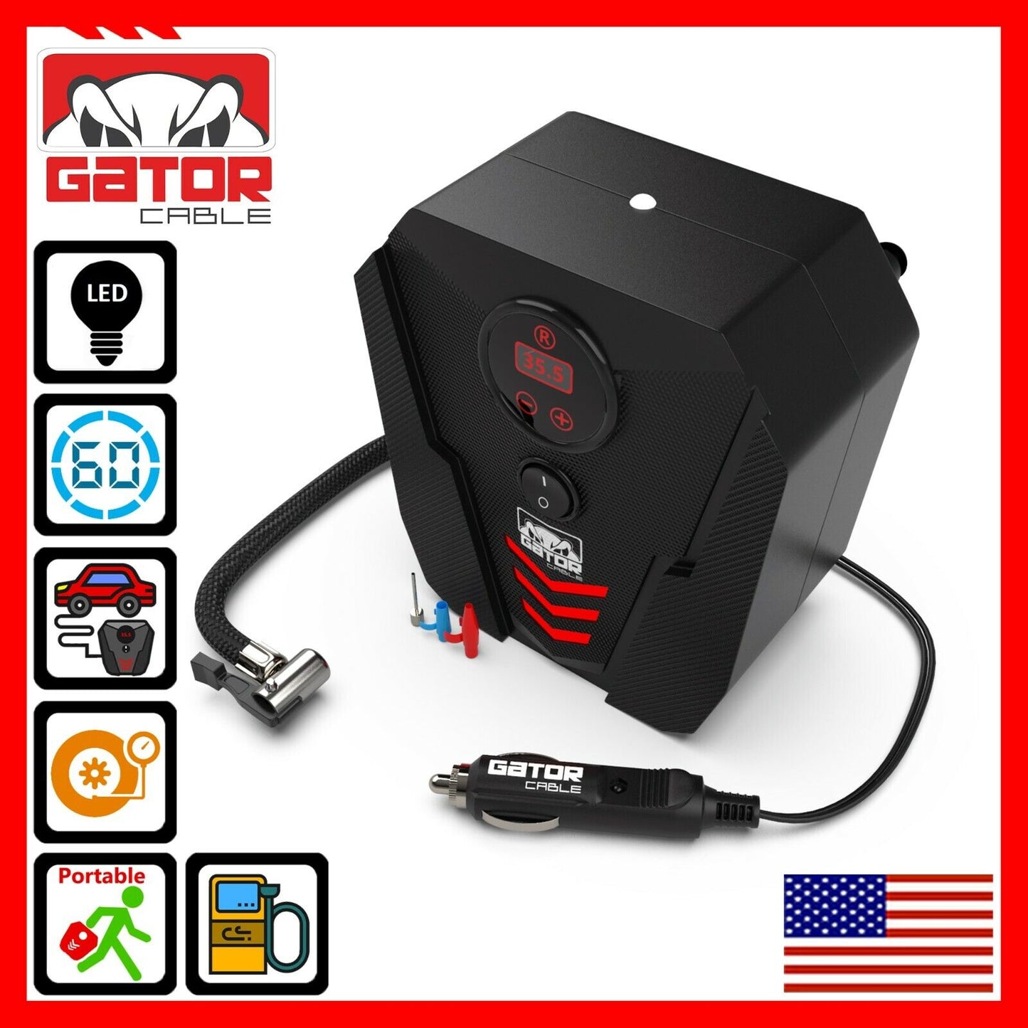 Car Air Tire Pump Inflator Compressor Digital Electric Auto Portable 150PSI 12V