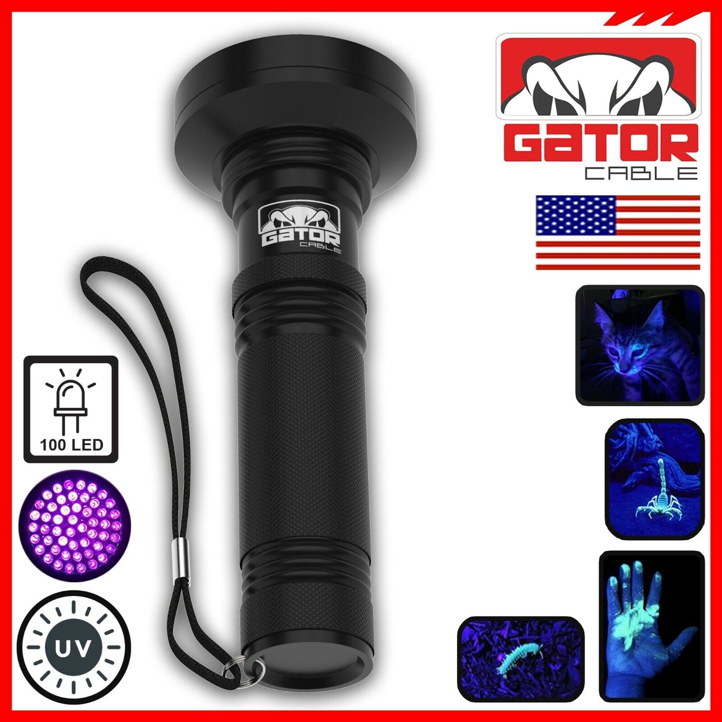 UV Ultraviolet Light 100 LED Flashlight BlackLight 395nM Inspection Lamp Torch