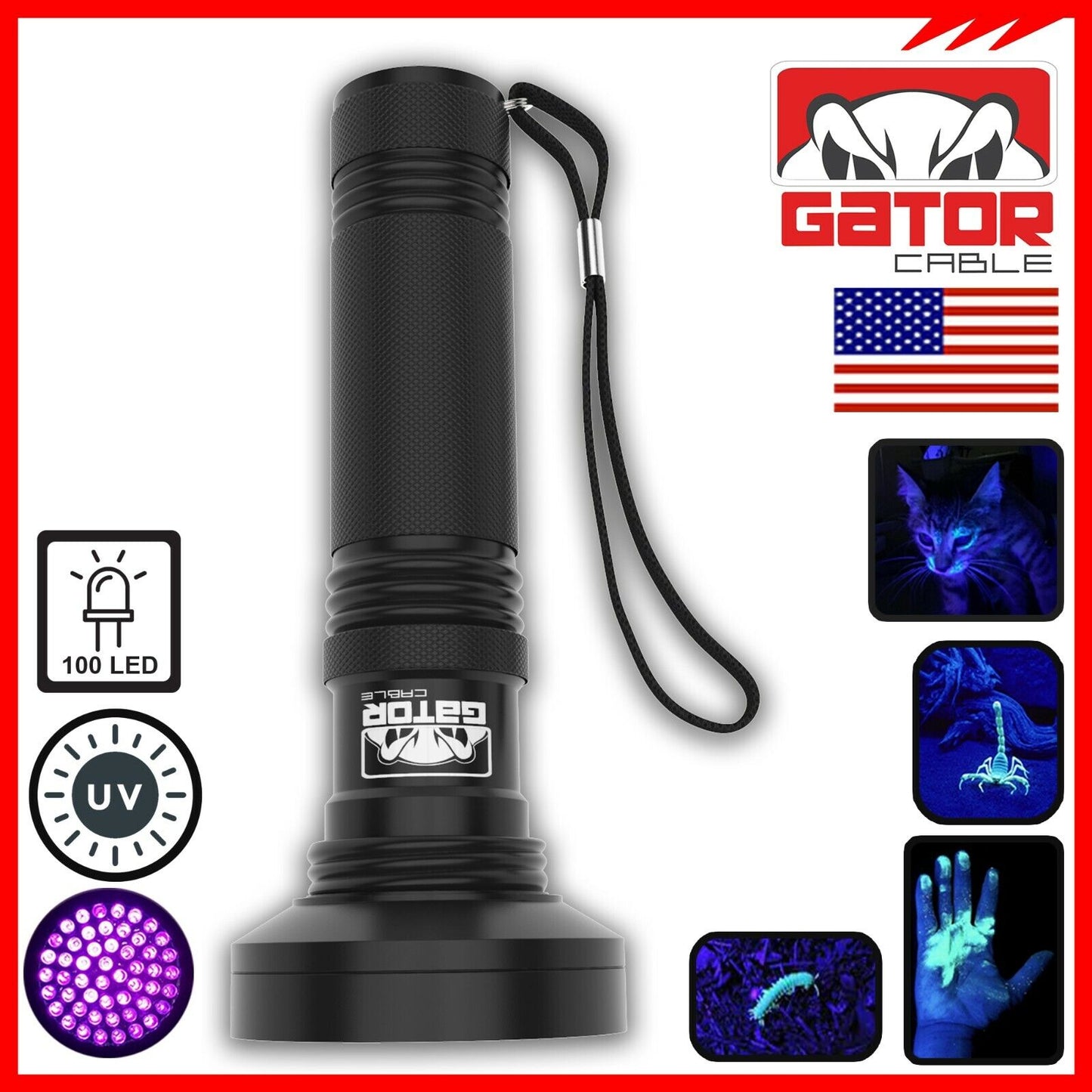 UV Ultraviolet Light 100 LED Flashlight BlackLight 395nM Inspection Lamp Torch