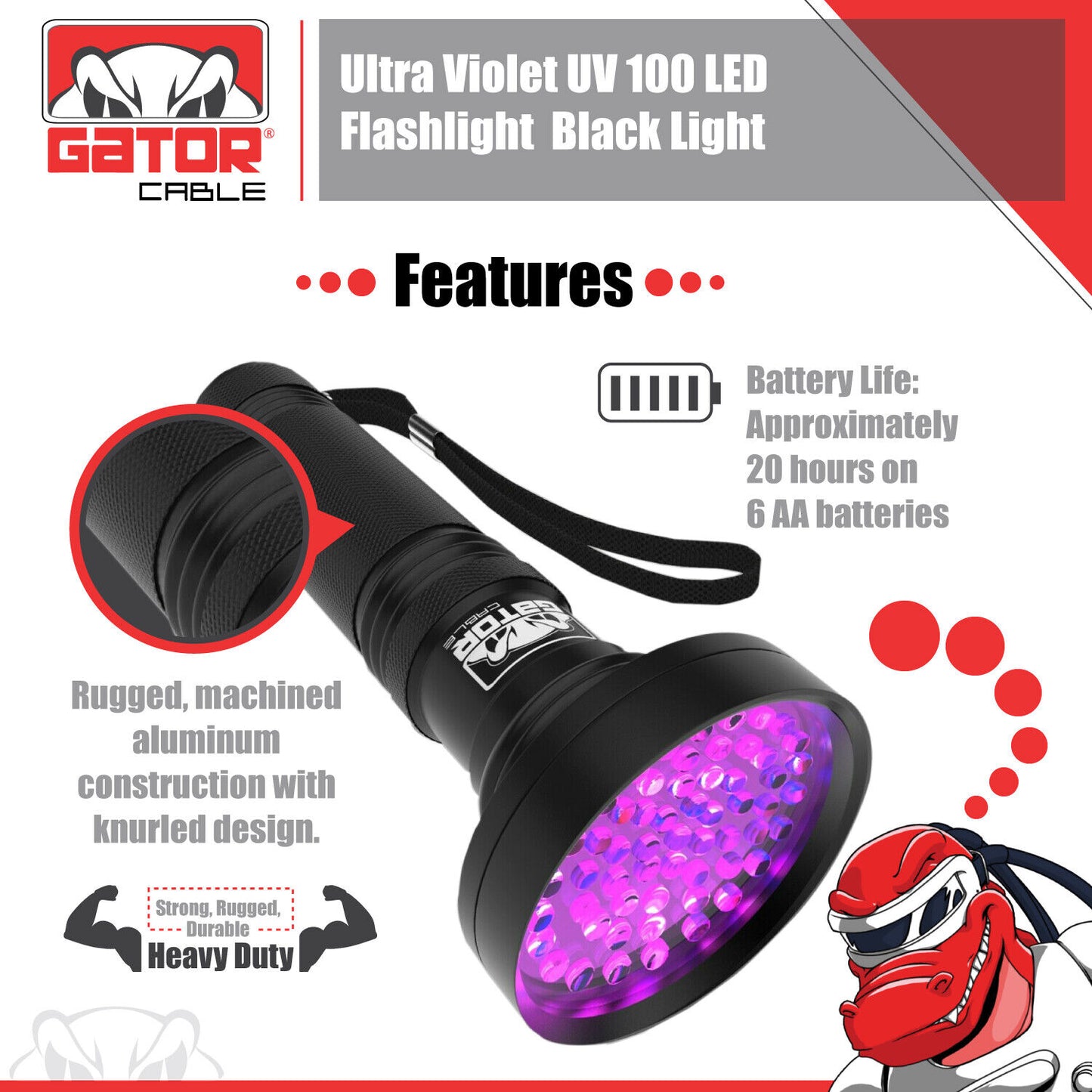 UV Ultraviolet Light 100 LED Flashlight BlackLight 395nM Inspection Lamp Torch